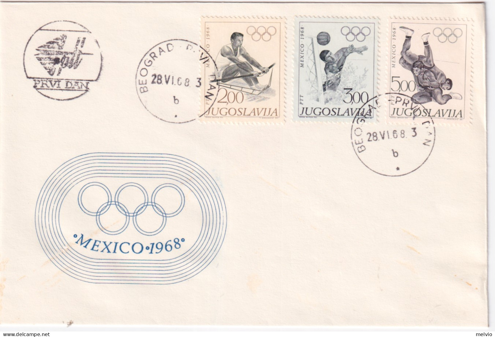 1968-Jugoslavia Giochi Olimpici Messico (1186/8) Fdc - FDC