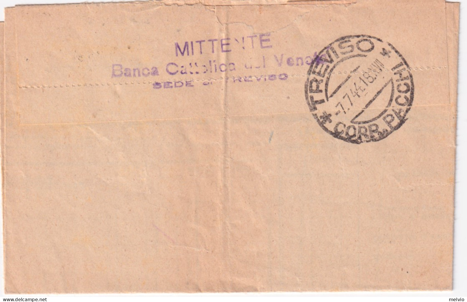 1944-Monumenti C.25 (497) Isolato Su Piego Treviso (6.7) - Poststempel