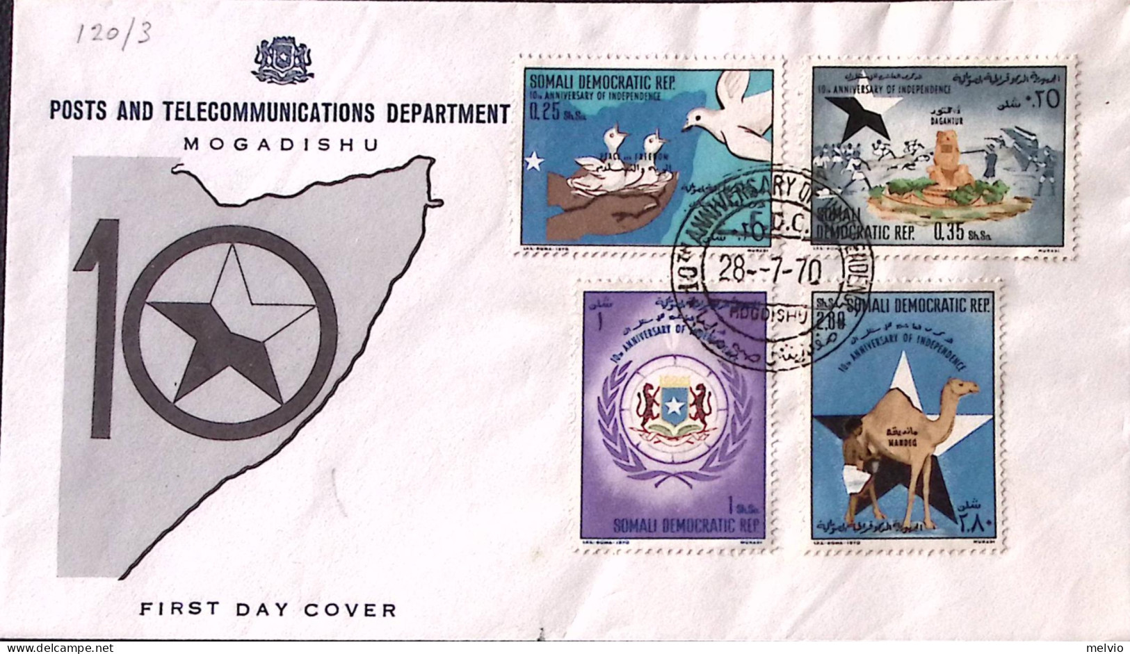 1970-Somalia X^Anno Indipendenza (120/3) Fdc - Somalie (1960-...)