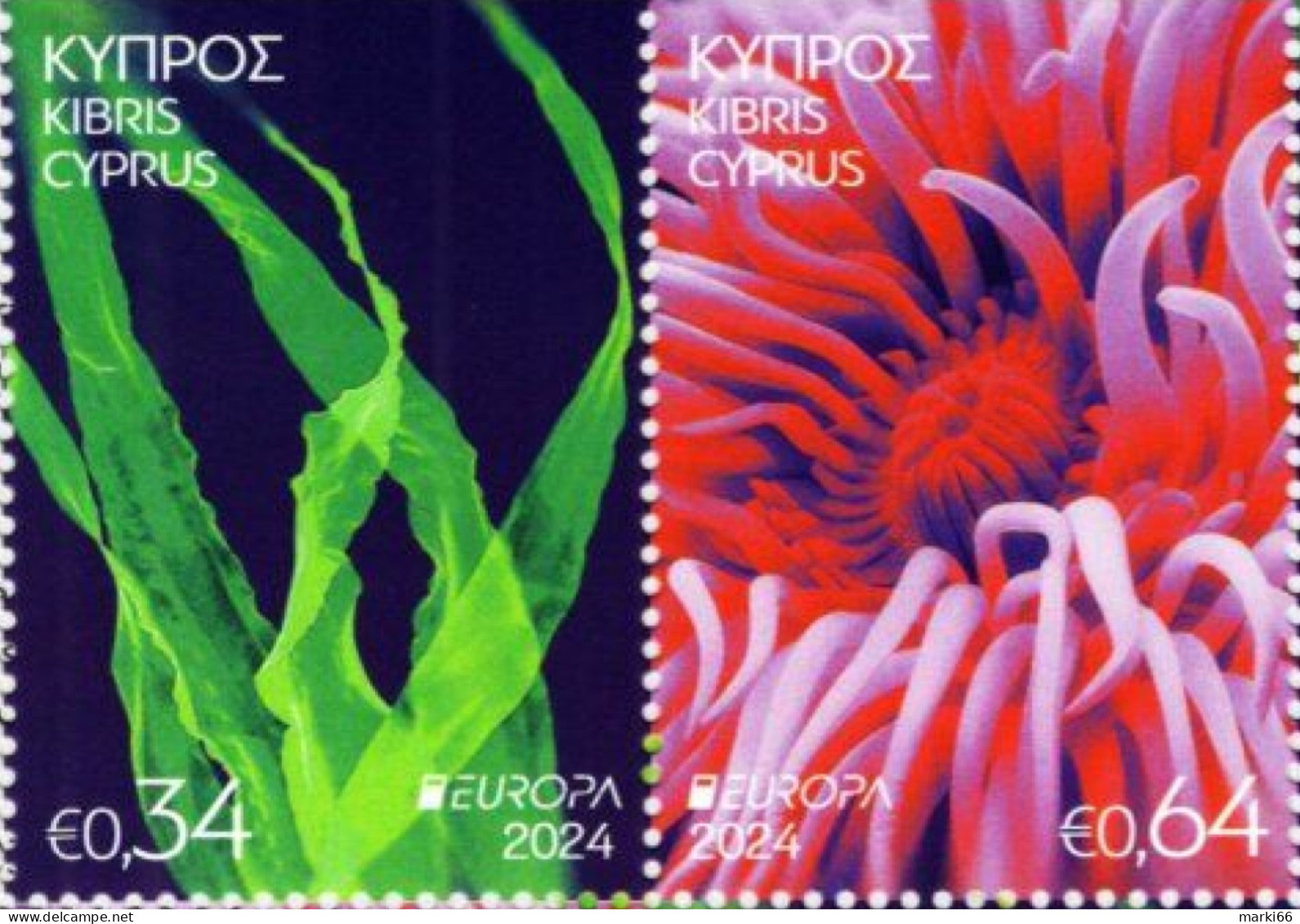 Cyprus - 2024 - Europa CEPT - Underwater Fauna And Flora - Mint Booklet Stamp Pair (type A) - Unused Stamps