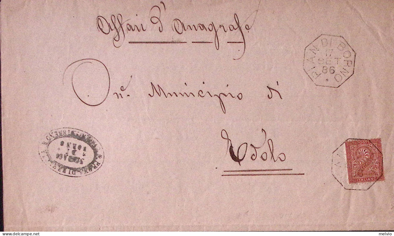 1886-PIAN DI BORNO Ottagonale Collettoria (17.9) Su Piego - Marcophilie