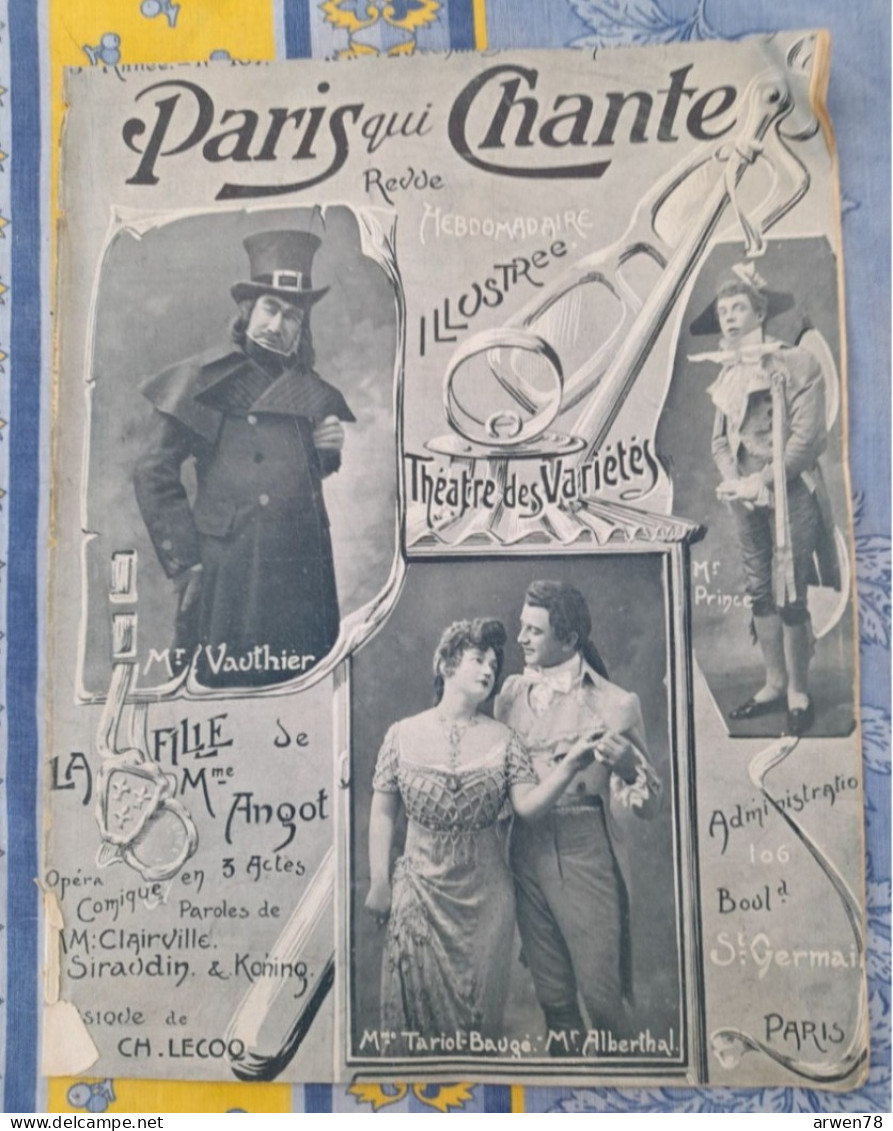 REVUE PARIS QUI CHANTE 1905 N°106 PARTITIONS THEATRE DES VARIETES LA FILLE DE MADAME ANGOT - Scores & Partitions