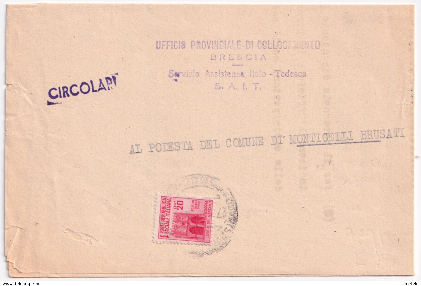 1945-Monumenti C.20 (504) Su Stampe Brescia (27.3) - Poststempel