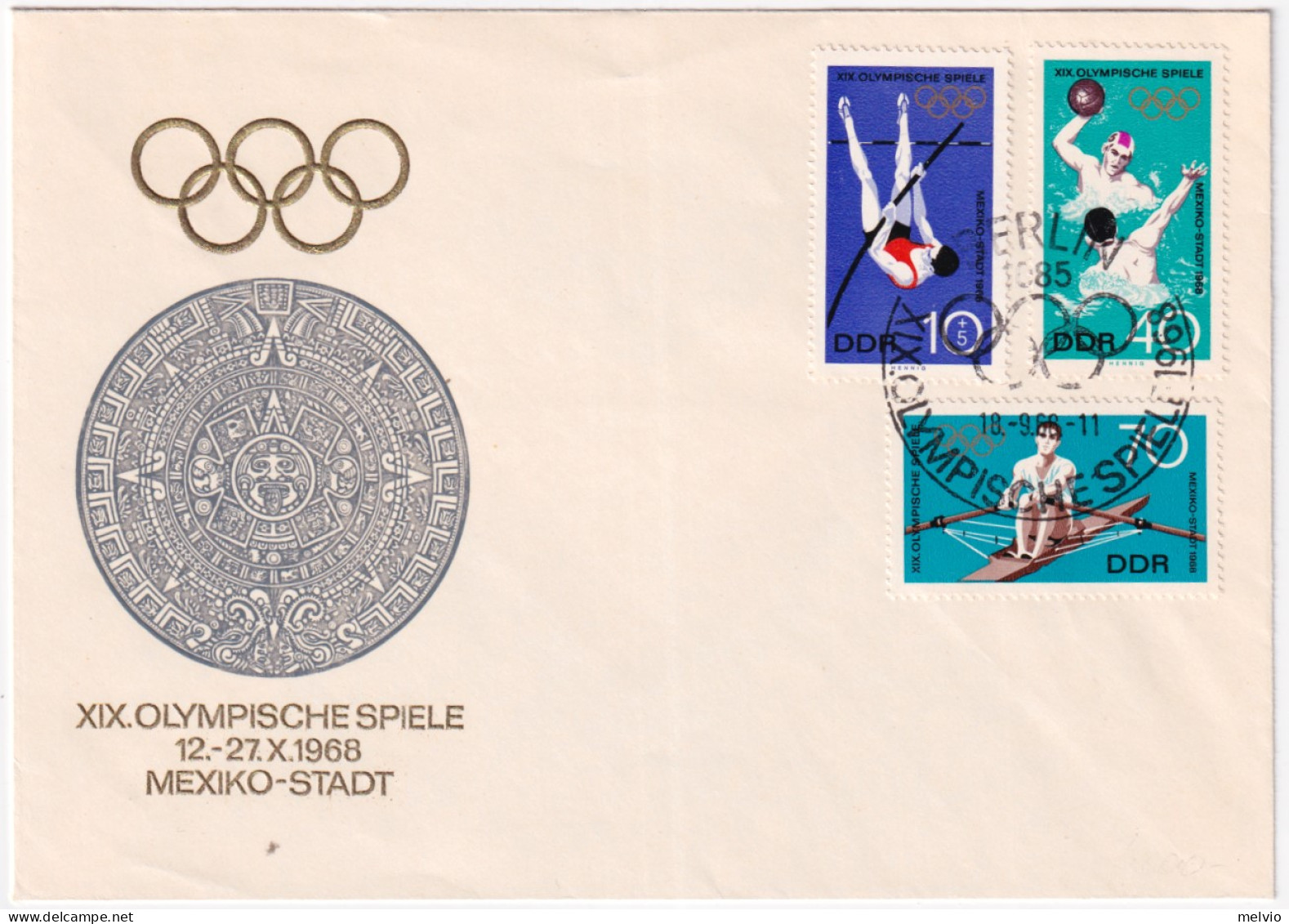 1968-GERMANIA DDR Giochi Olimpici Messico (1101+1104/5) Fdc - Lettres & Documents