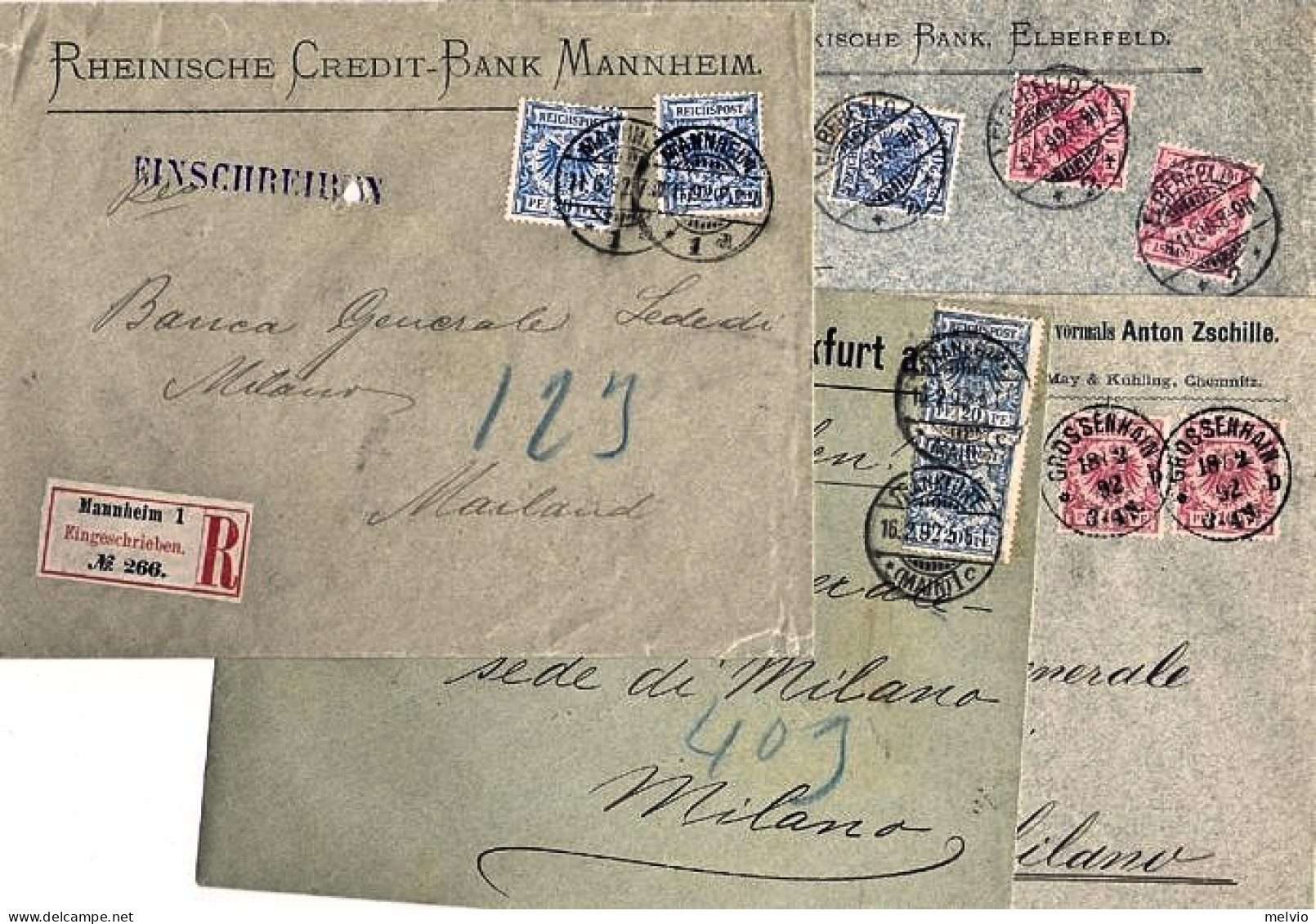 1892-GERMANIA Impero Lotto 8 Buste Per L'Italia - Lettres & Documents