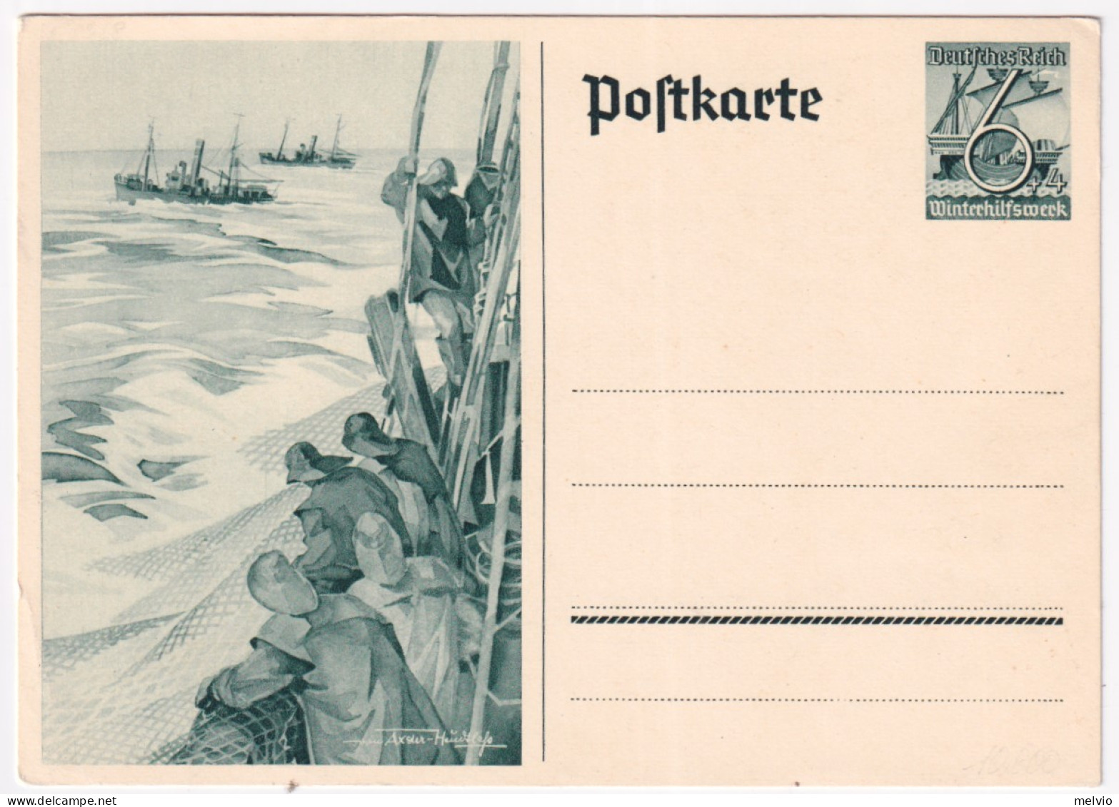 1935-GERMANIA REICH Cartolina Postale P.6+4 Con Vignetta Nuova - Lettres & Documents