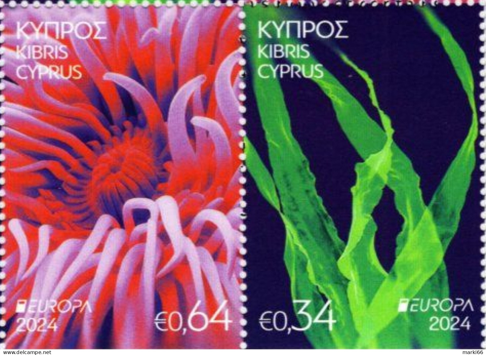 Cyprus - 2024 - Europa CEPT - Underwater Fauna And Flora - Mint Booklet Stamp Pair (type B) - Neufs