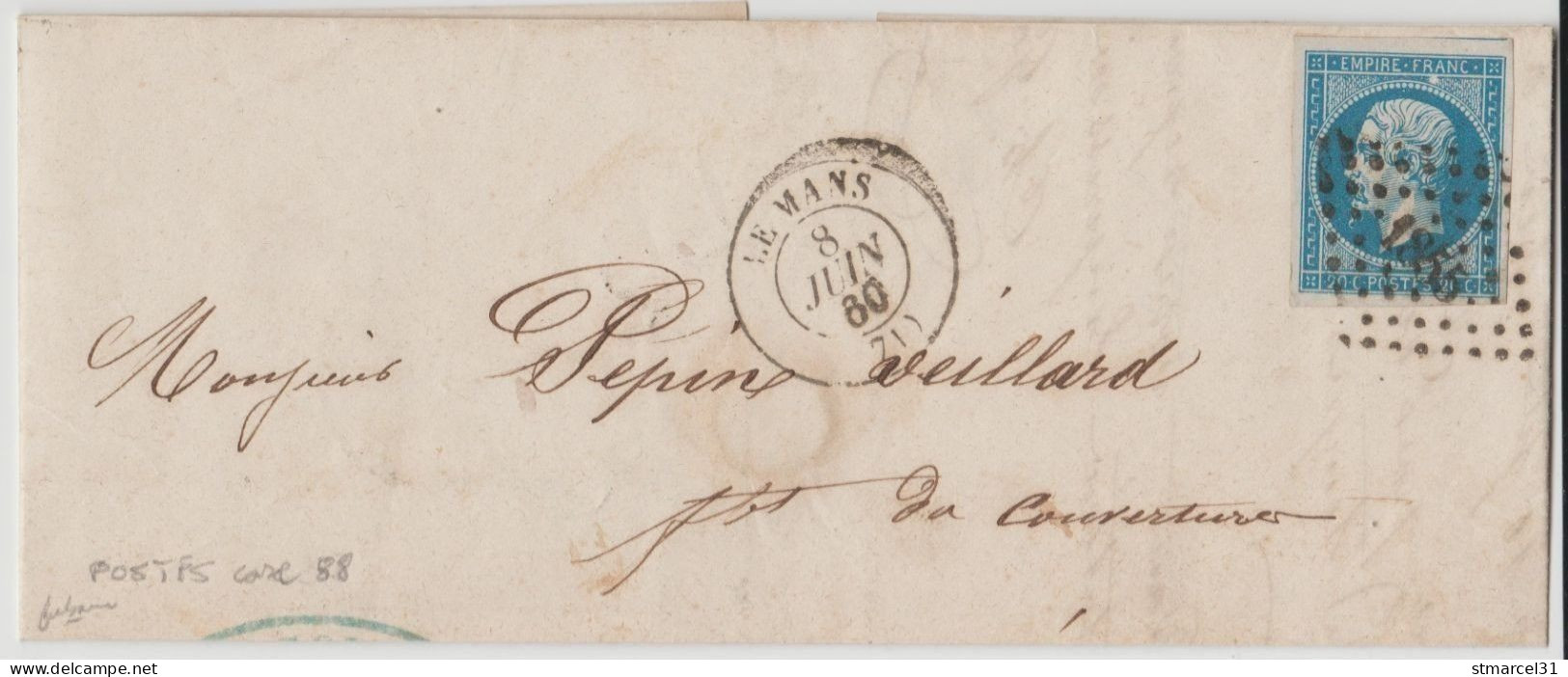 SERIE "POSTFS" LUXE Case 88 N°14Ah Avec RR VARIETE "point Blanc" JUIN 1860 Fin De Tirage  Luxe - 1853-1860 Napoléon III
