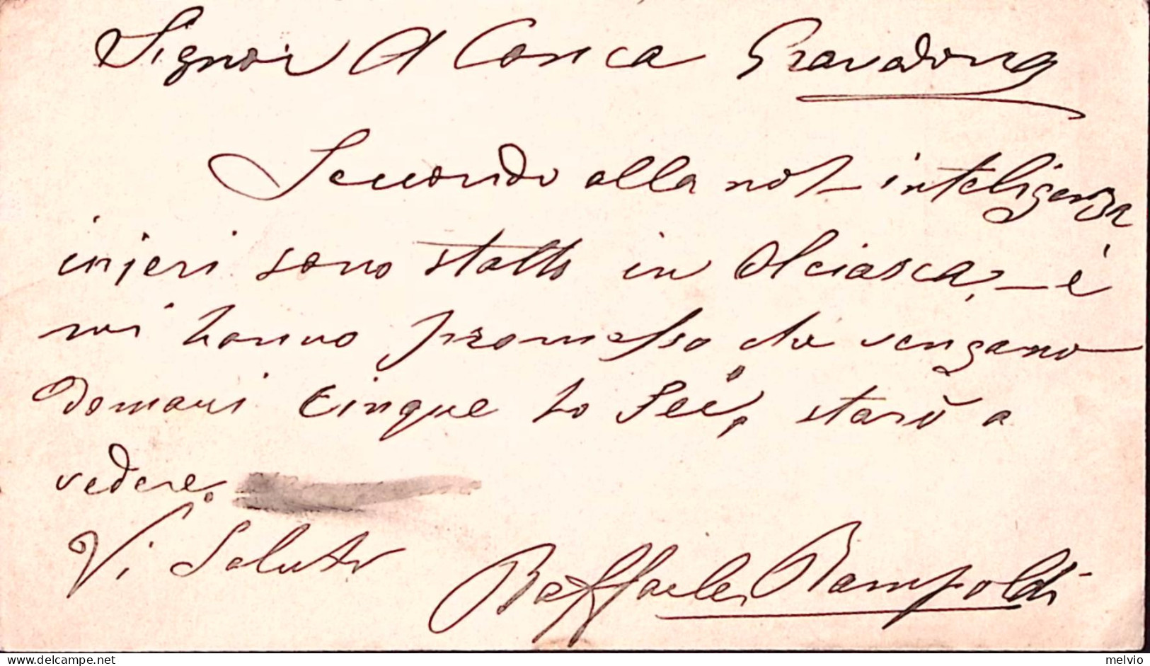 1889-NATANTE COLICO COMO/(N.2) C.2 (23.4) Su Cartolina Postale Effigie C.10 Mill - Ganzsachen