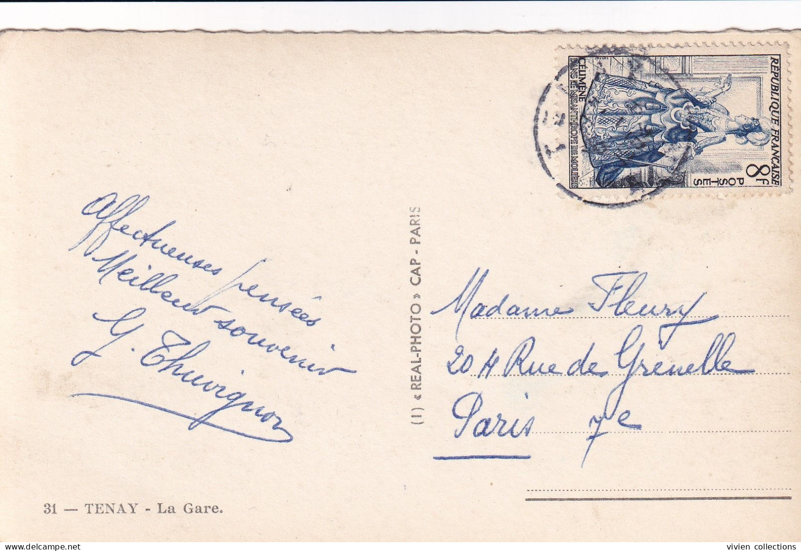 Tenay (01 Ain) La Gare - édit. Cap N° 31 Circulée 1954 CPSM N&B Petit Format - Ohne Zuordnung