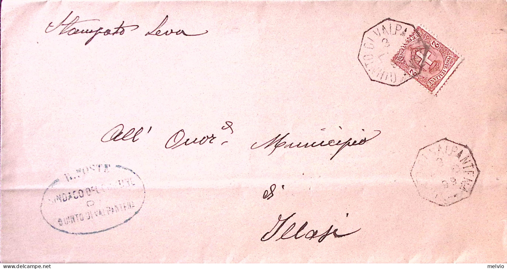 1899-QUINTO DI VALPANTENA Ottagonale Collettoria (3.7) Su Piego - Poststempel