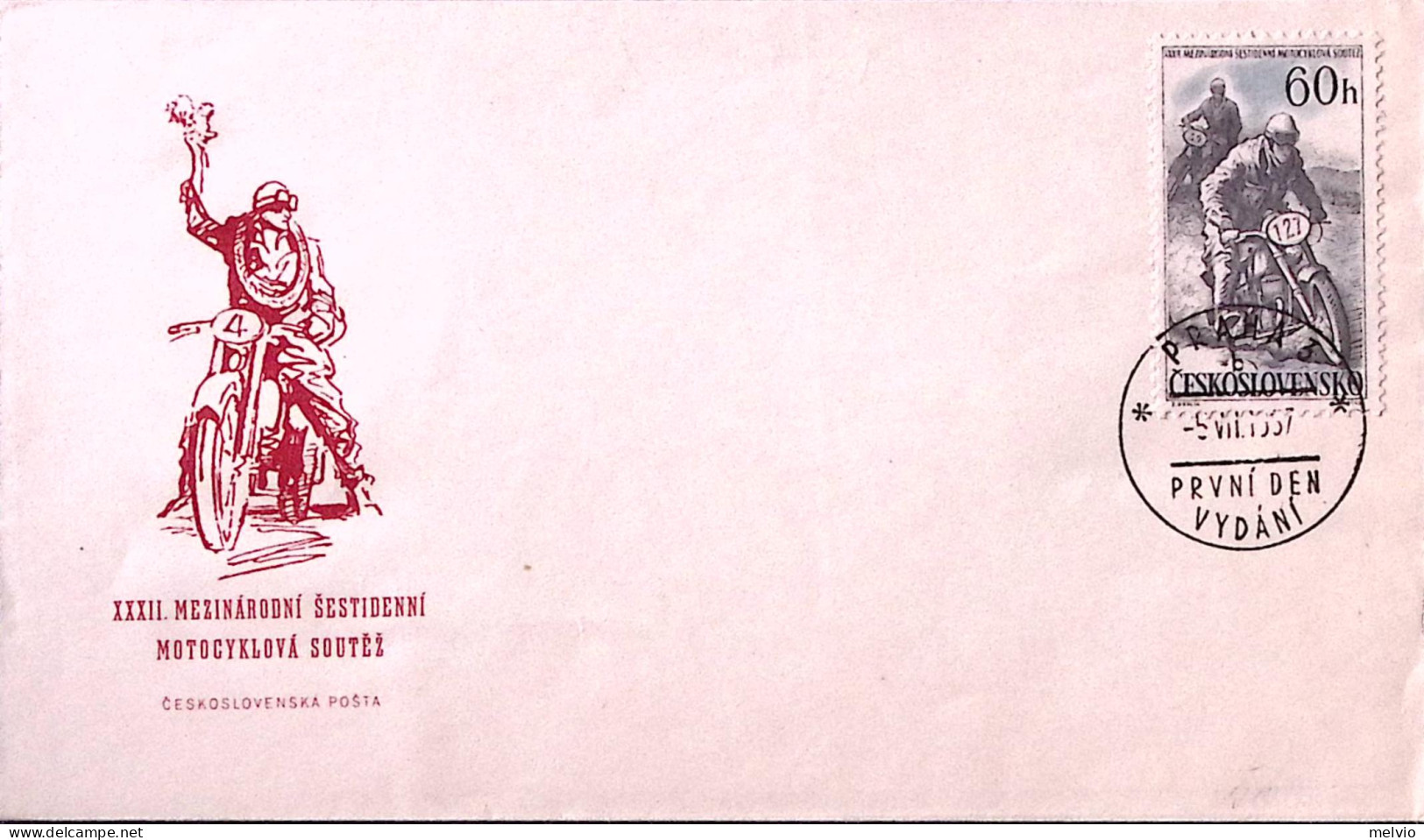 1957-CECOSLOVACCHIA 32 Giro Motociclistico (919) Su Fdc - FDC