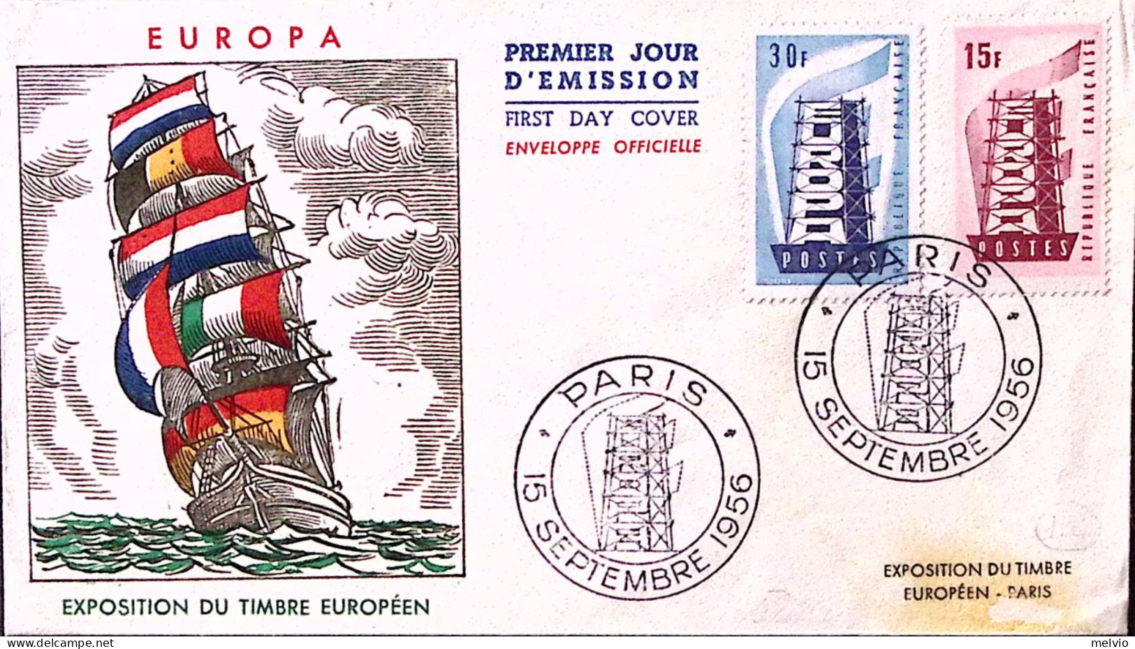 1956-Francia Europa '56 Serie Cpl. (1076/7) Su Fdc - 1950-1959