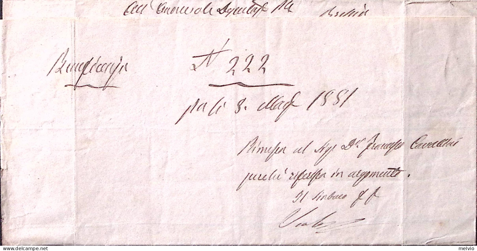 1881-SERVIZIO Sopr. C.2/10,00 (36) Isolato Su Piego - Poststempel