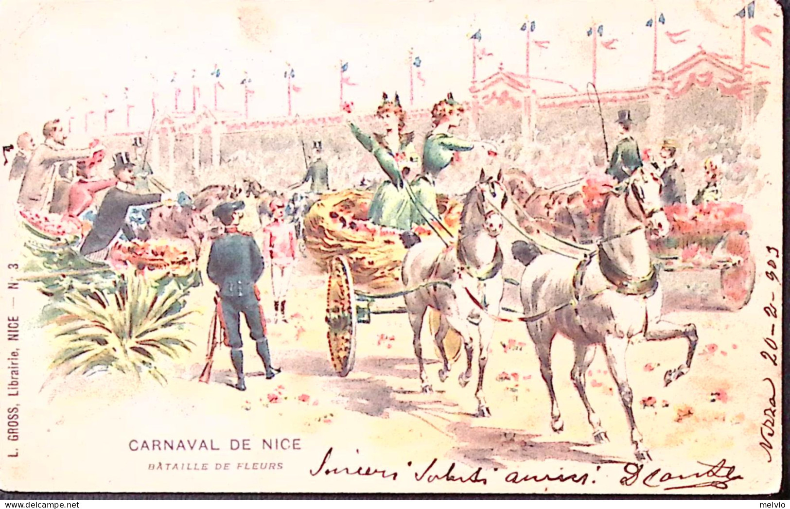 1903-Francia Nice Carnaval Bataille De Fleurs Viaggiata Per L'Italia, Fr,lllo Ca - Autres & Non Classés