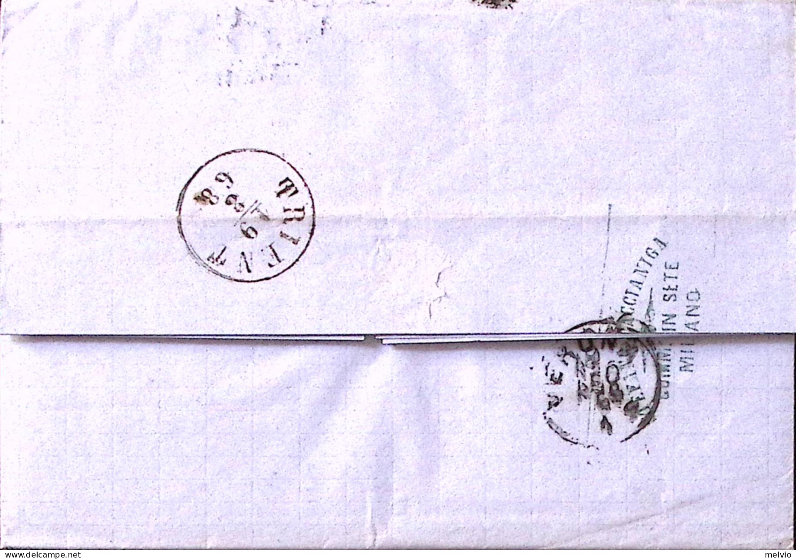 1868-effigie Coppia C.20 (26) Su Lettera Completa Testo Milano (18.8) Per L'Aust - Marcophilie