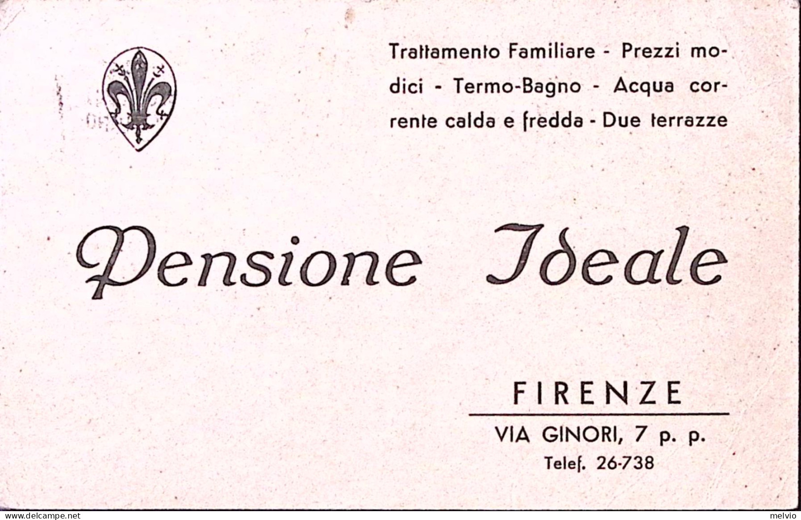 1940-FIRENZE Pensione Ideale Pubblicitaria Viaggiata Firenze (21.1) - Publicité