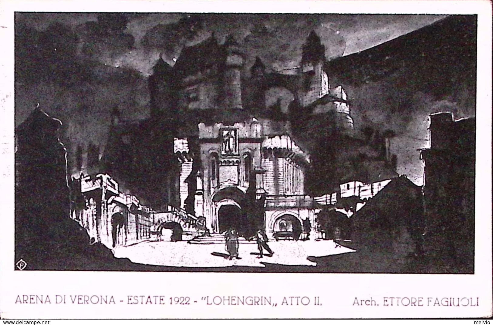 1922-VERONA STAGIONE LIRICA Lohengrin Atto II^viaggiata Verona (14.8) Francoboll - Musik