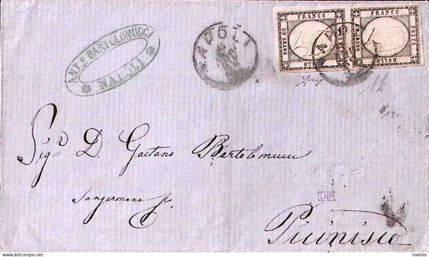 1862-Province Napoletane Coppia Gr.1 (19) Su Soprascritta Napoli (9.2.) F.to A D - Naples