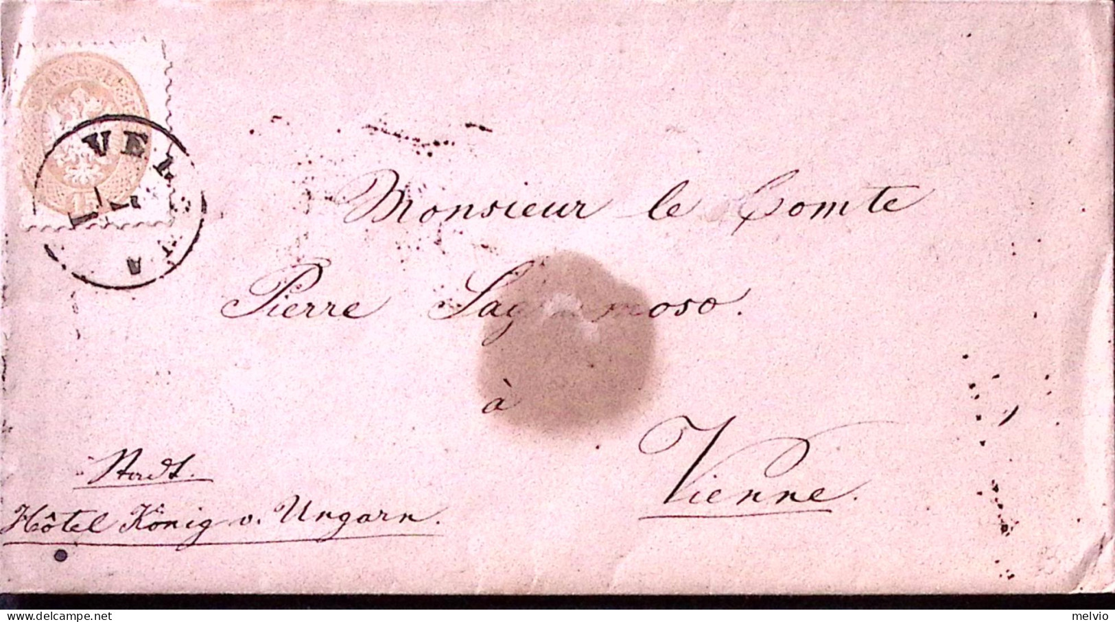 1865-Lombardo Veneto 15s. (45) Isolato Su Busta Verona 7.1 Per Vienna - Lombardo-Vénétie