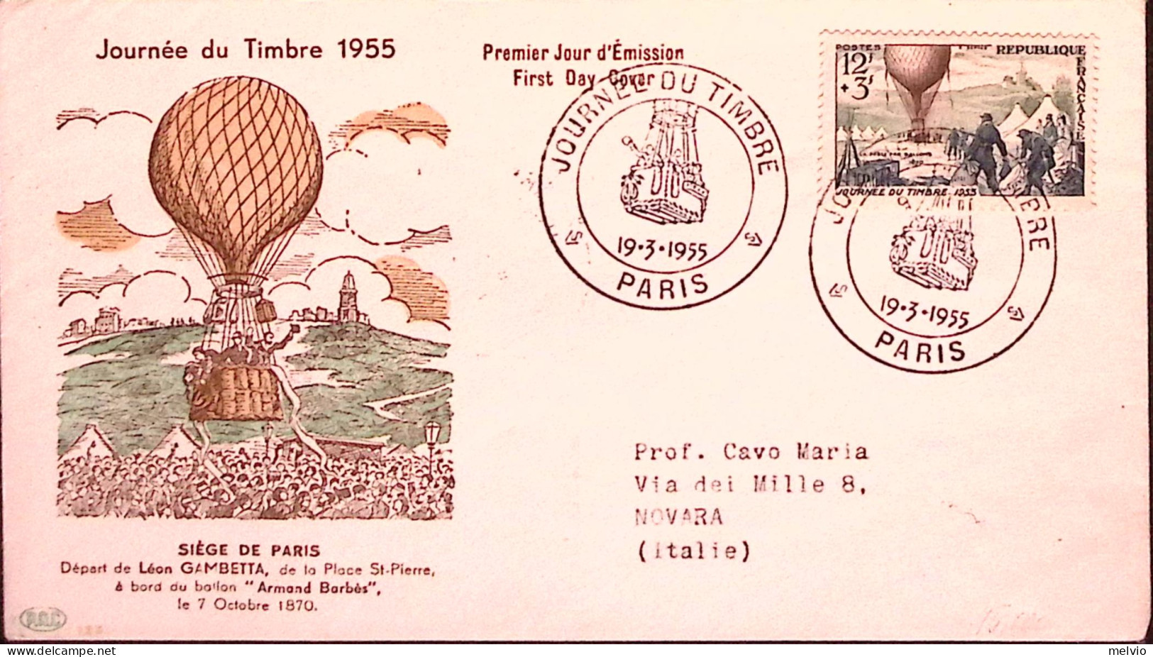 1955-Francia Giornata Francobollo (1018) Fdc - 1950-1959