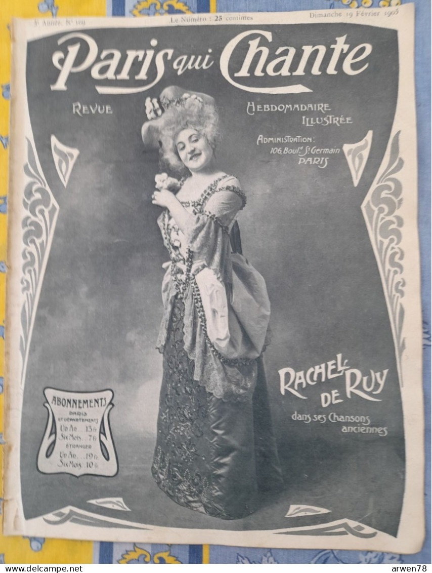 REVUE PARIS QUI CHANTE 1905 N°109 PARTITIONS RACHEL DE RUY - Partitions Musicales Anciennes