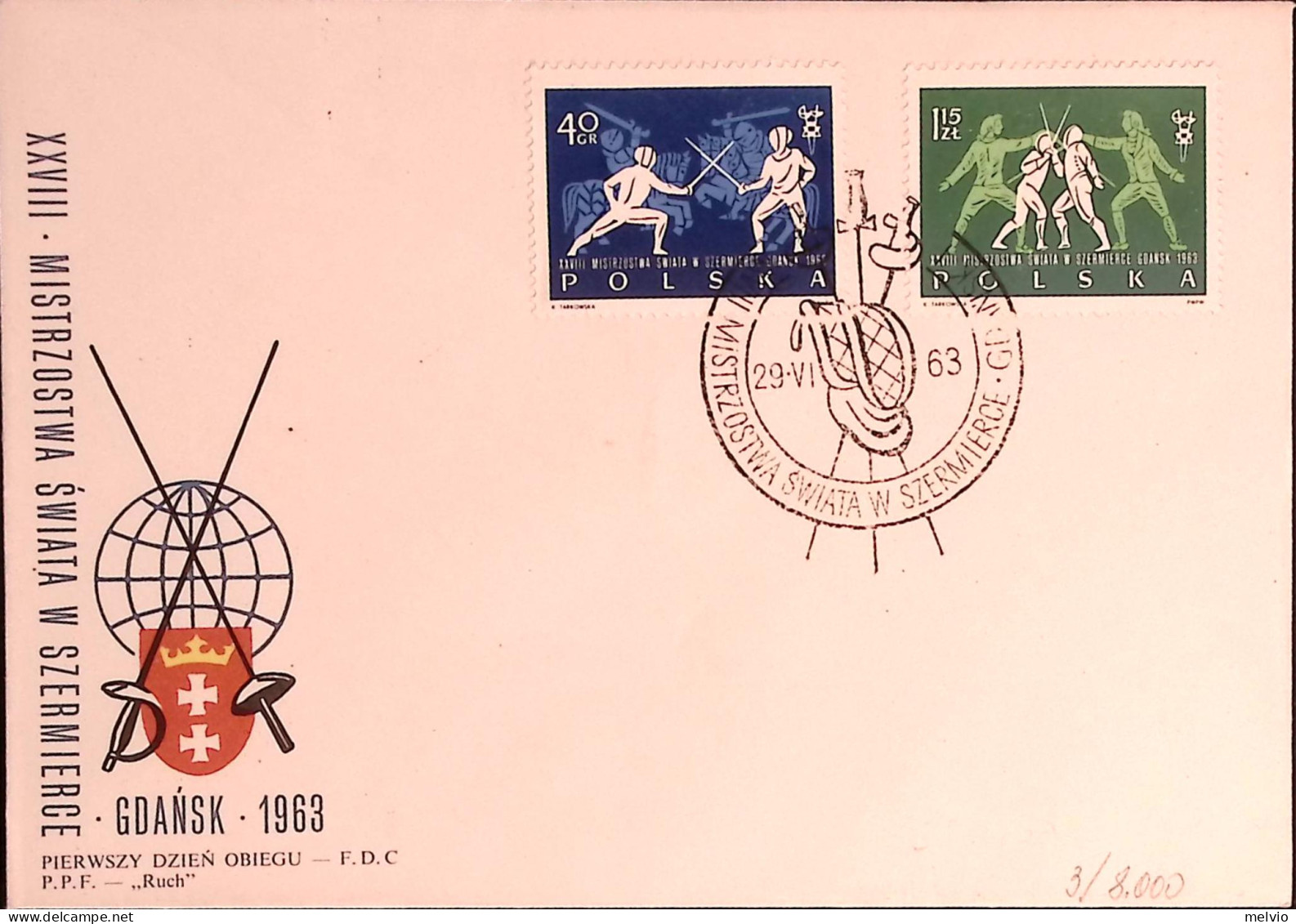 1963-Romania Campionati Mondiali Scherma I Sei Valori (serie Completa) Su 3 Fdc - FDC