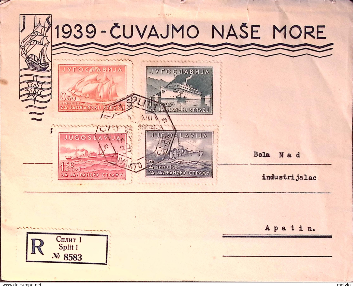 1939-Jugoslavia Guardia Sul Adriatico Serie Completa Fdc Raccomandata - Other & Unclassified