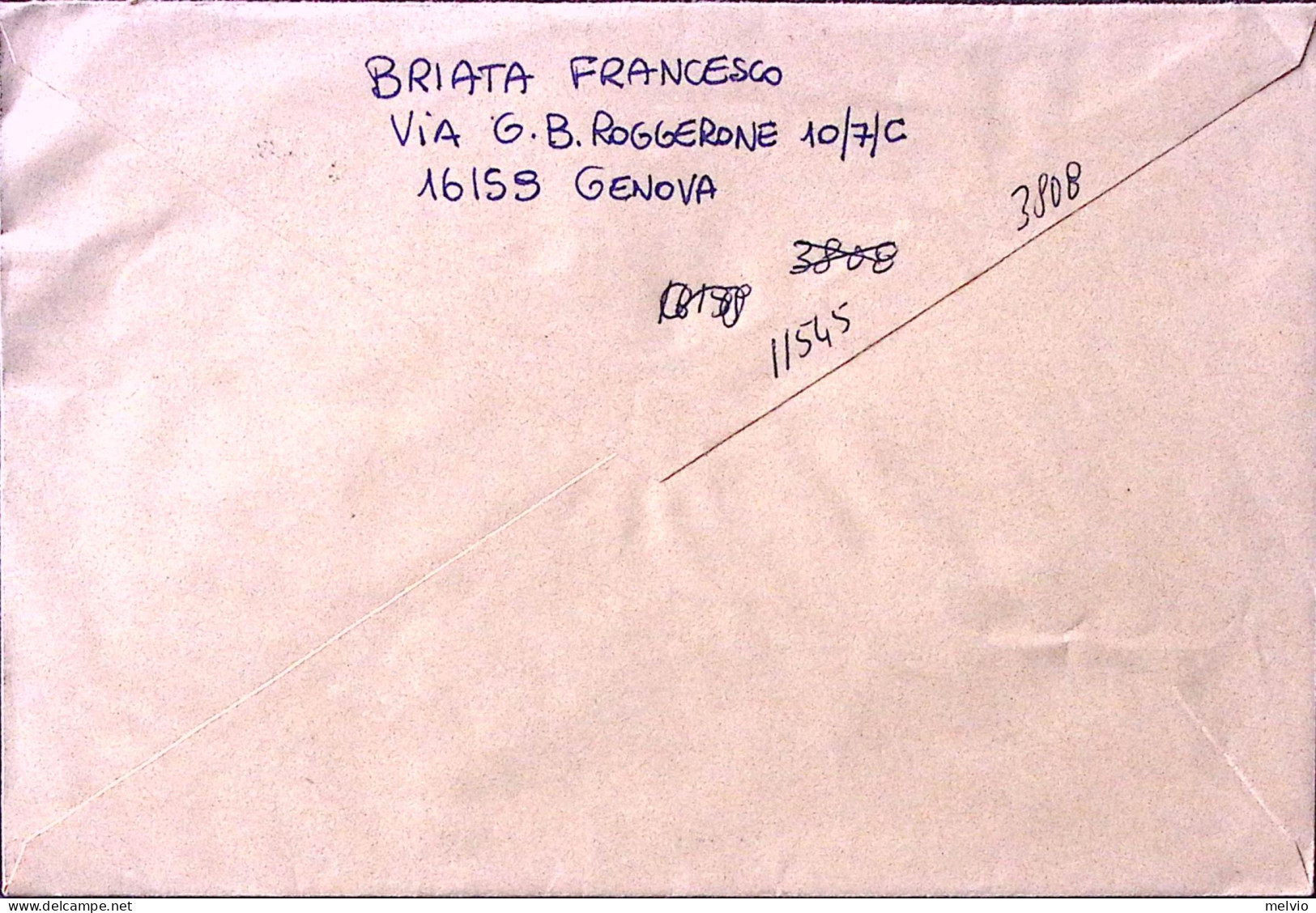 1990-COPPA MONDO CALCIO Lire 800 Uruguay Isolato Su Busta - 1981-90: Marcophilia