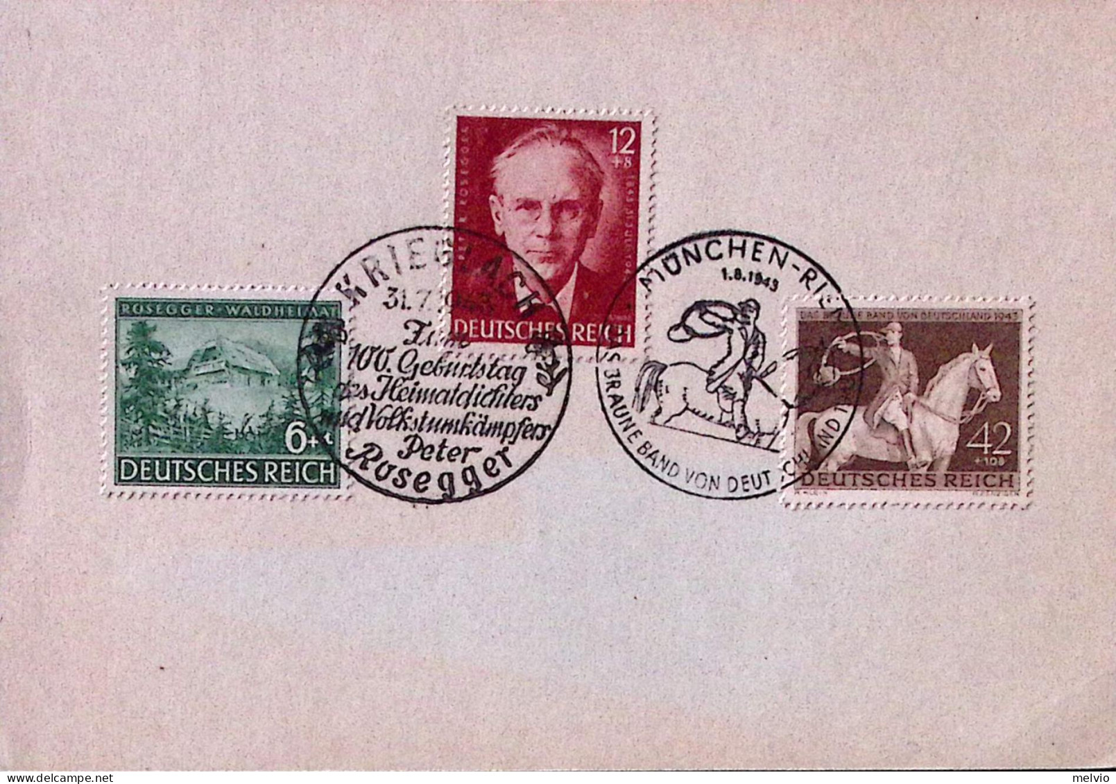 1943-Germania 10 Nastro Bruno/Monaco (1.8) Annullo Speciale Su Cartoncino - Lettres & Documents