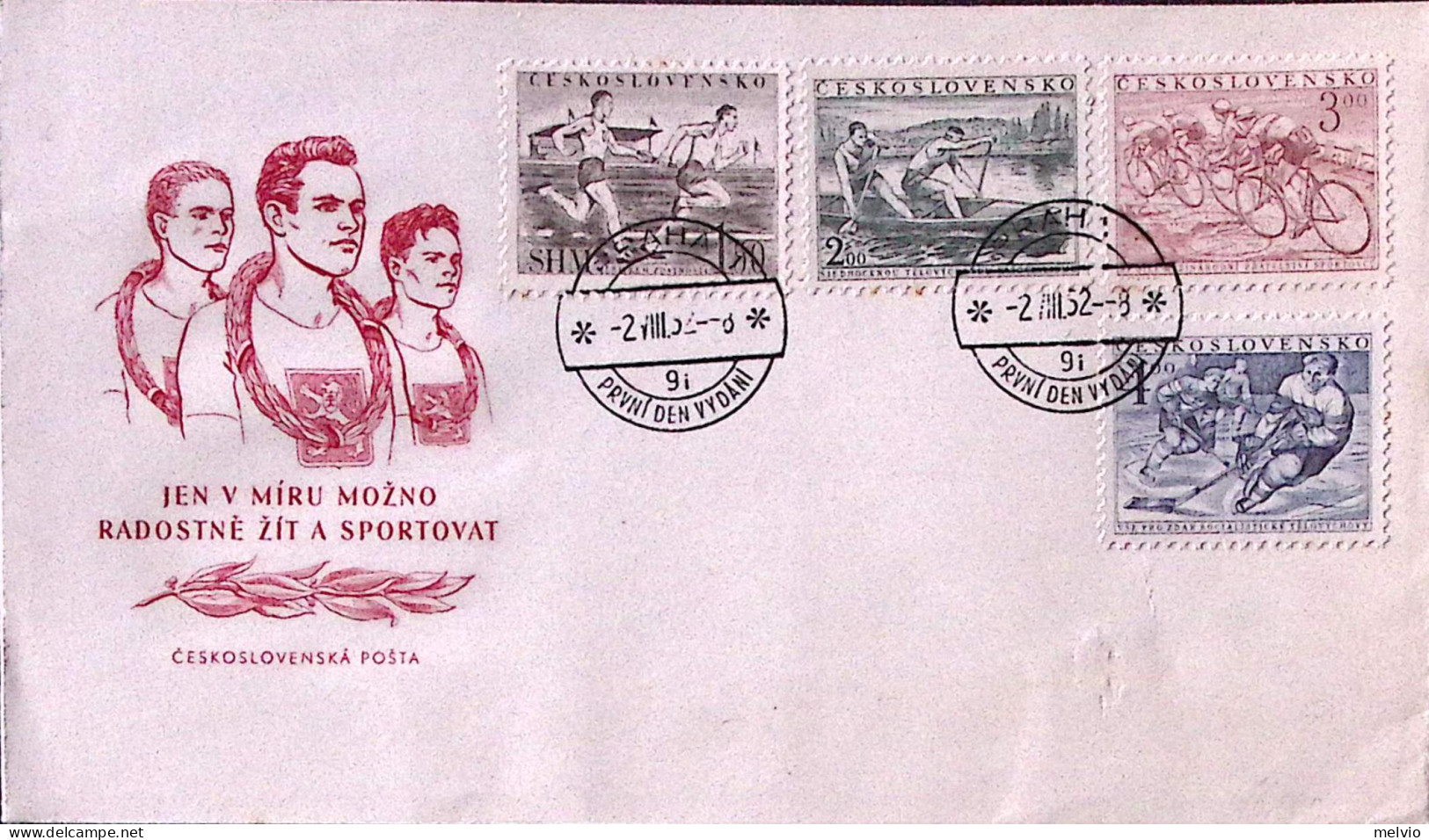 1952-CECOSLOVACCHIA Sport Serie Cpl. (657/0) Su Fdc - FDC