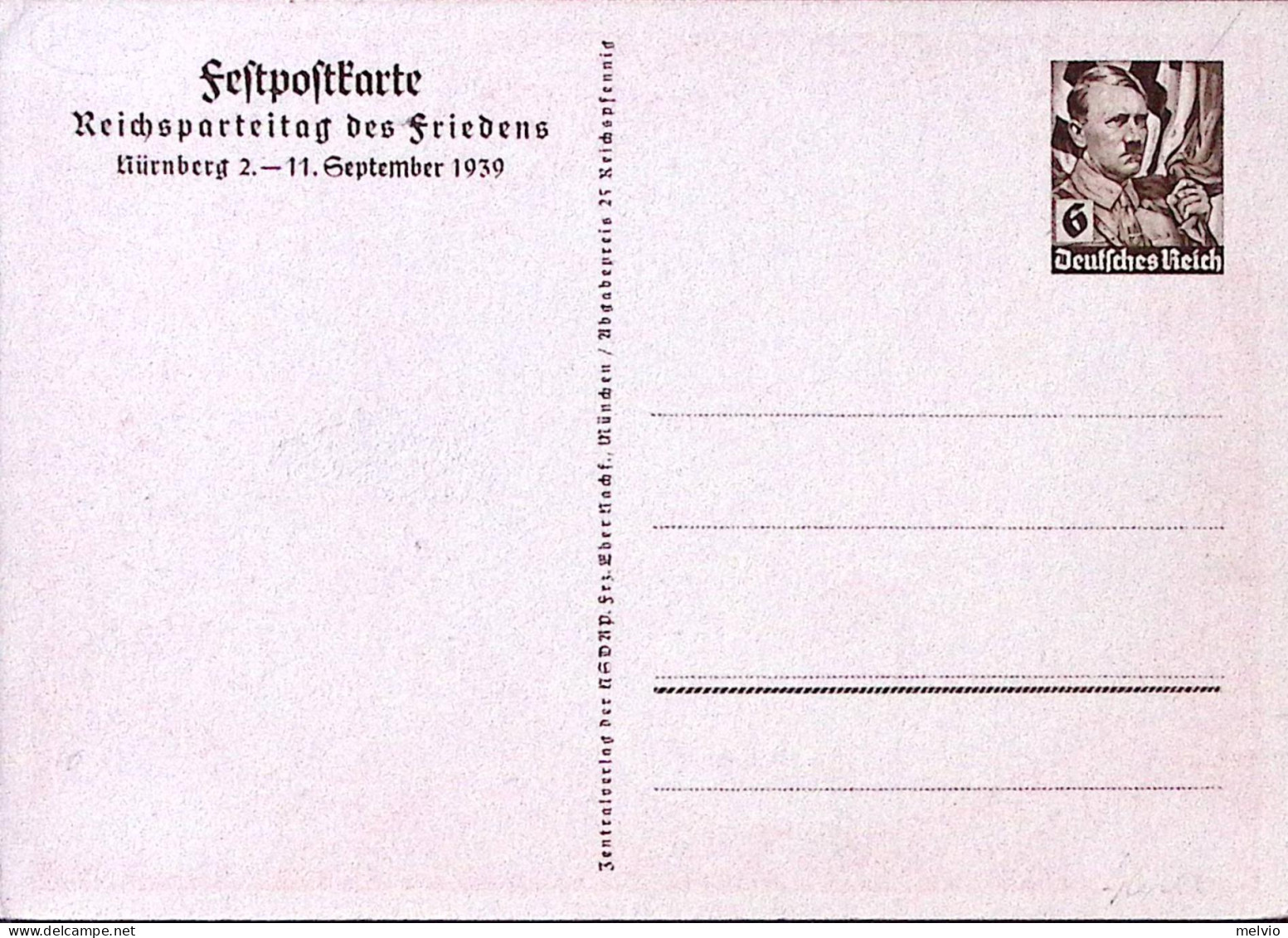 1936-Germania Reich Cartolina Postale P.6 Assemblea Partito, Norimberga, Nuova - Lettres & Documents