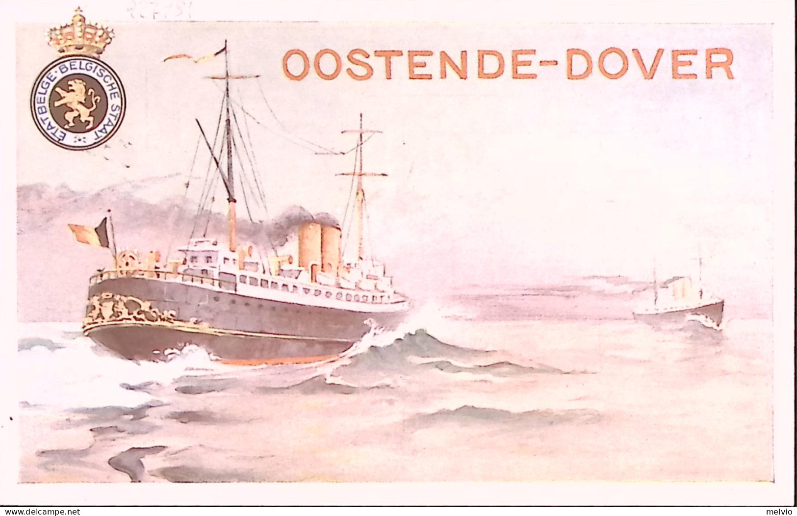 1924-Belgio Cartolina Postale C.5/30 Pubblicitaria OOSTENDE-DOVER, Nuova - Publicité