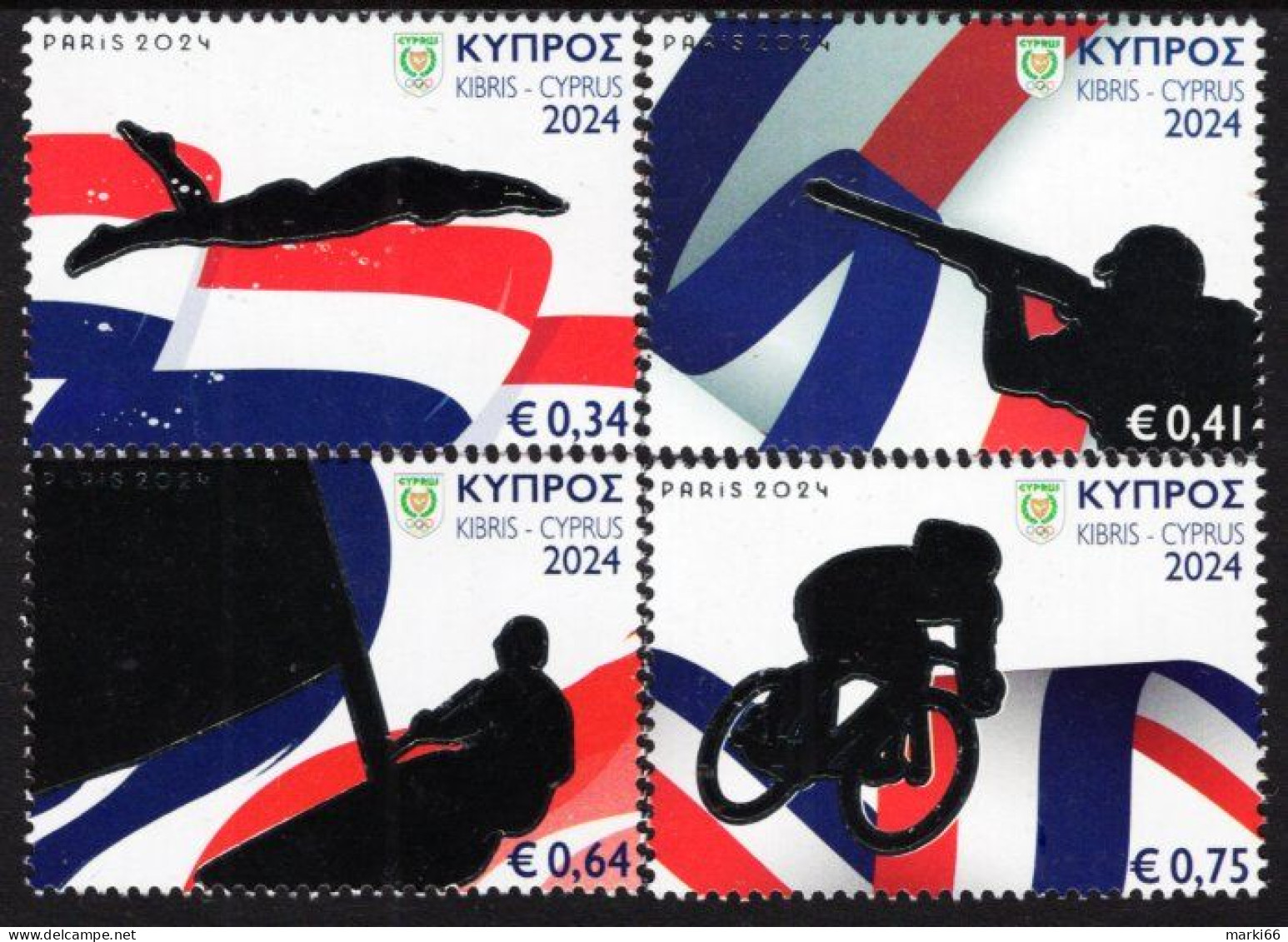 Cyprus - 2024 - XXXIII Summer Olympic Games In Paris - Mint Stamp Set With Hot Foil Printing - Unused Stamps