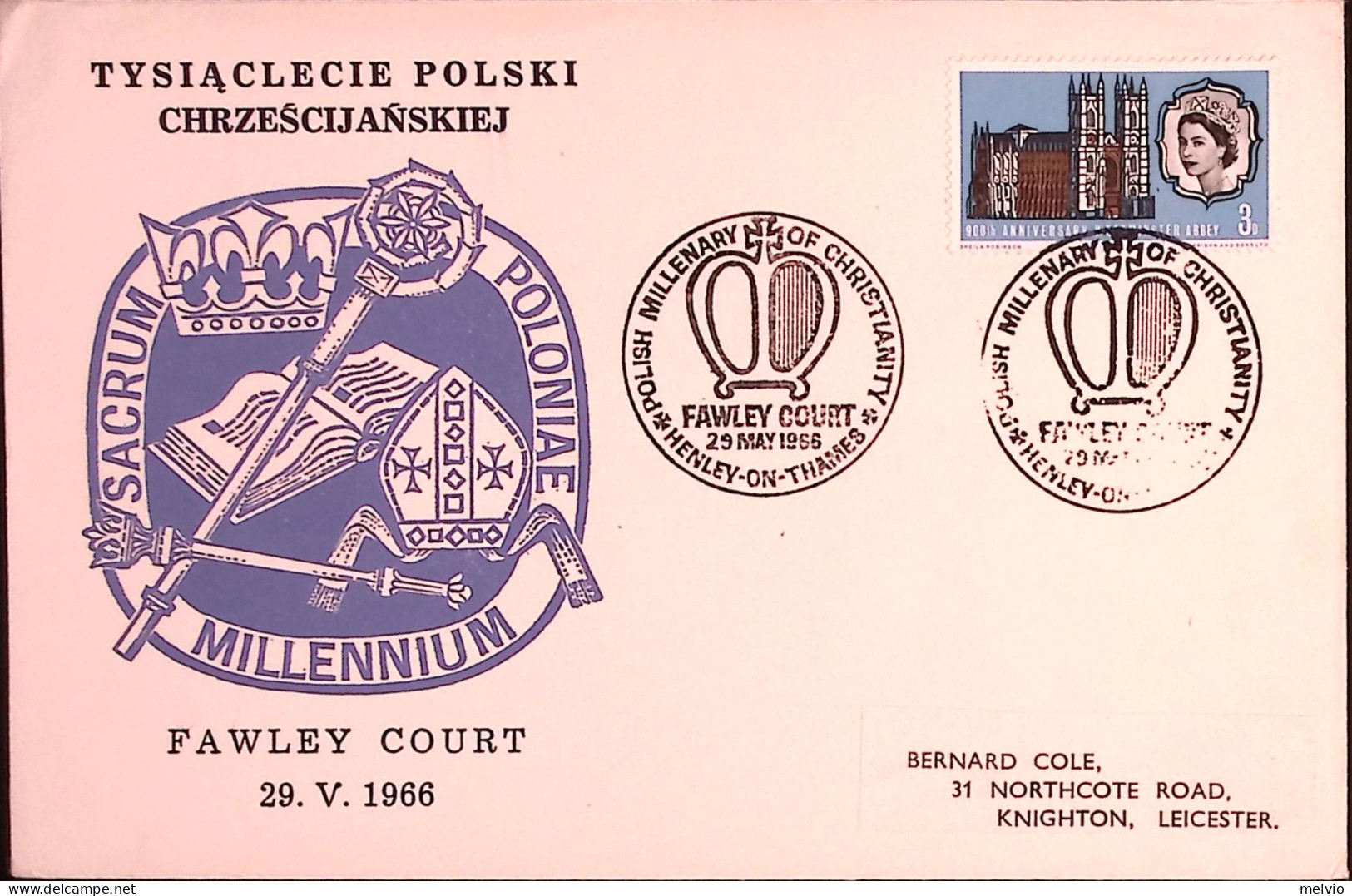 1966-Gran Bretagna 1000 Cristianita' Della Polonia (29.5.66) Annullo Speciale Su - Lettres & Documents