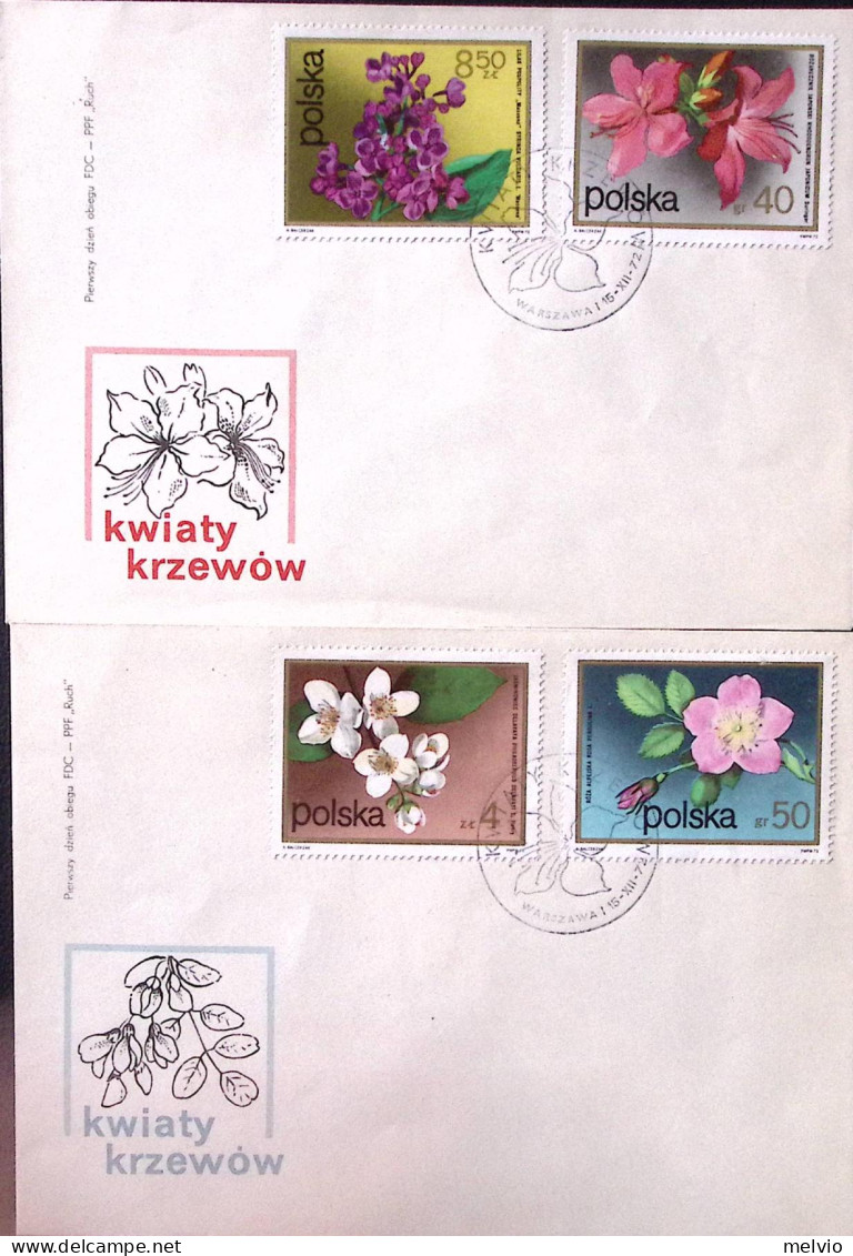 1972-POLONIA Fiori Serie Cpl. (2058/5) 4 Fdc - FDC