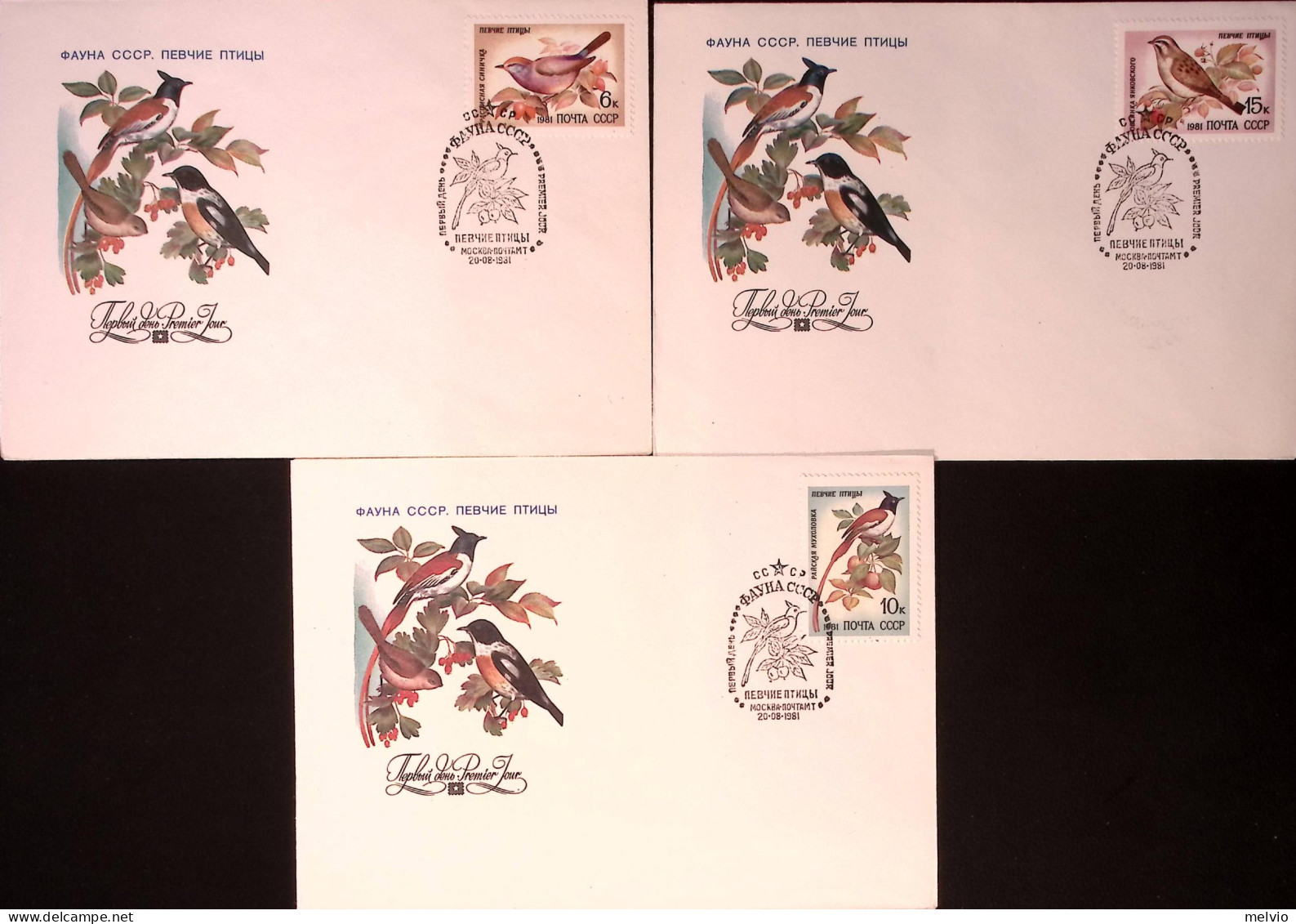 1981-Russia Uccelli Da Canto Serie Completa 5 Valori (4838/2) Su 5 Fdc - FDC