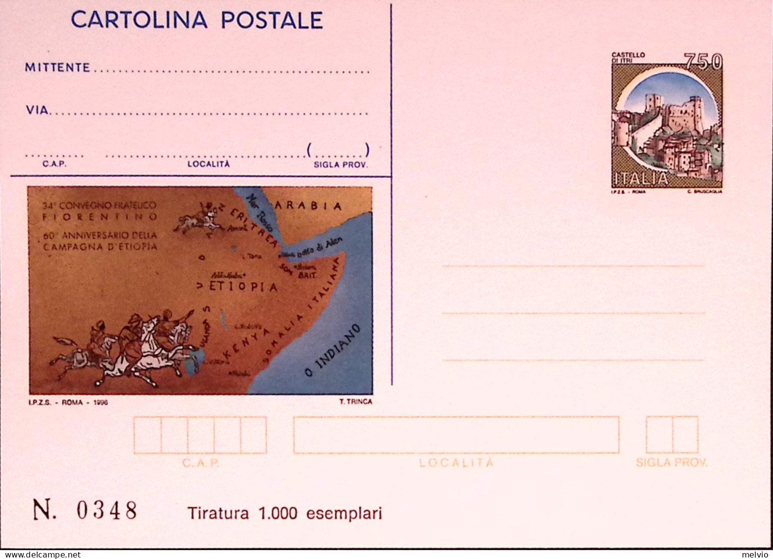 1996-FIRENZE Cartolina Postale IPZS Lire 750 Nuova - Postwaardestukken