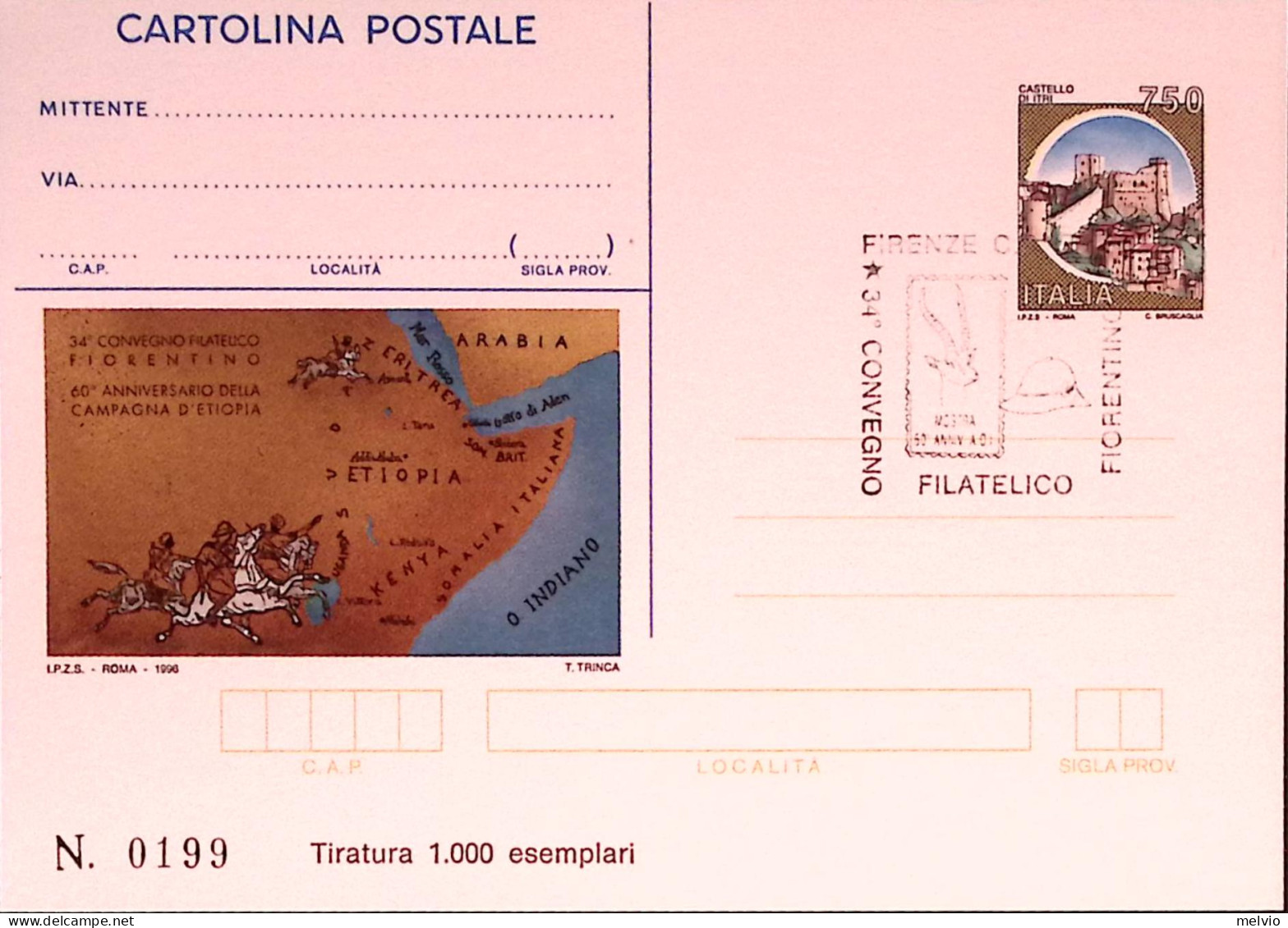 1996-FIRENZE Cartolina Postale IPZS Lire 750 Ann Spec - Postwaardestukken