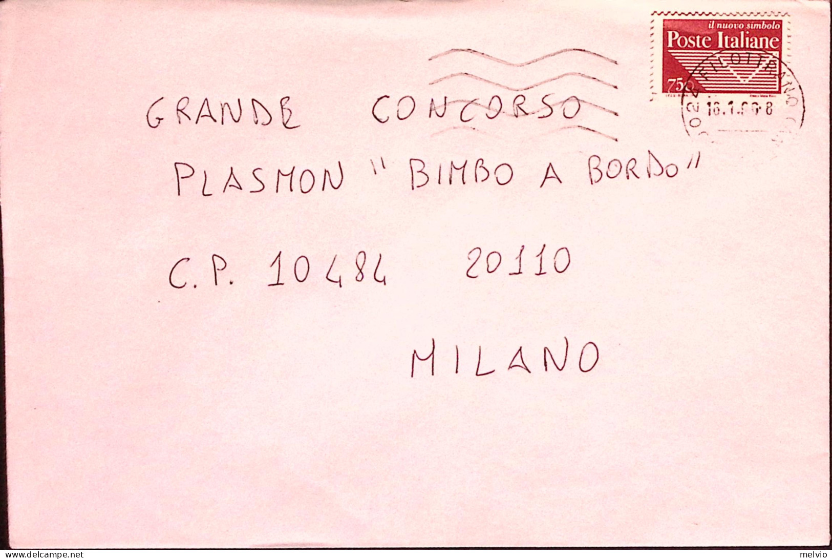 1996-POSTE ITALIANE Lire 750 Isolato Su Busta - 1991-00: Marcophilie
