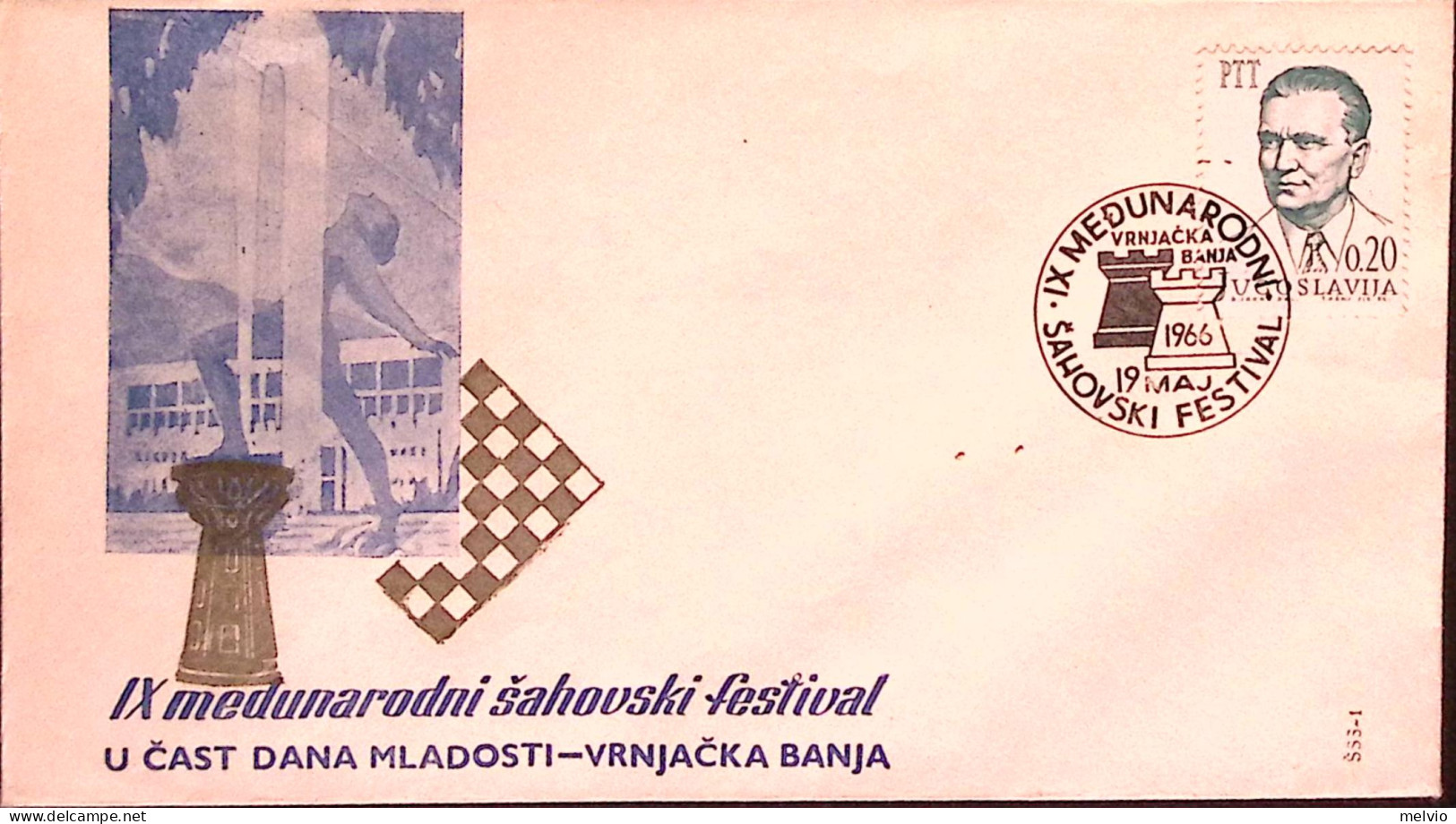 1966-Jugoslavia Festival Scacchi (19.5) Annullo Speciale Su Busta - Autres & Non Classés
