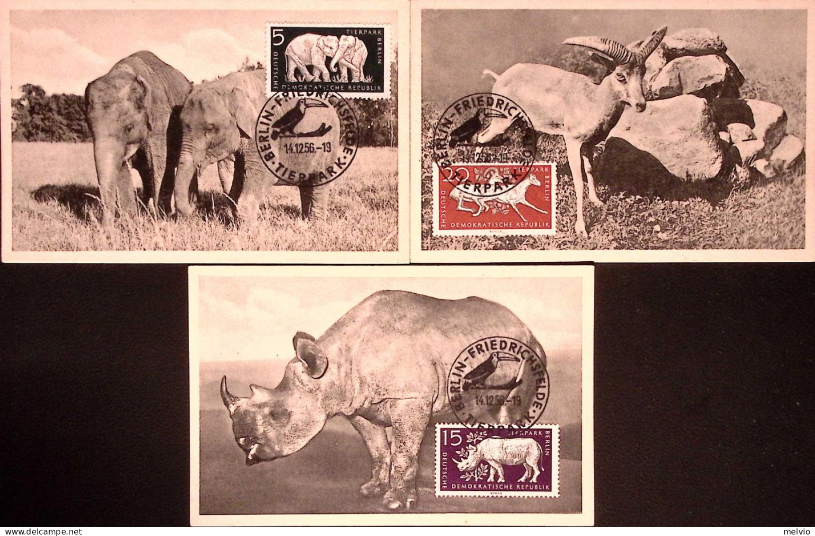 1956-GERMANIA DDR Parco Zoologico Berlino Serie Cpl. (276/1) Sei Fdc Maximum - Brieven En Documenten