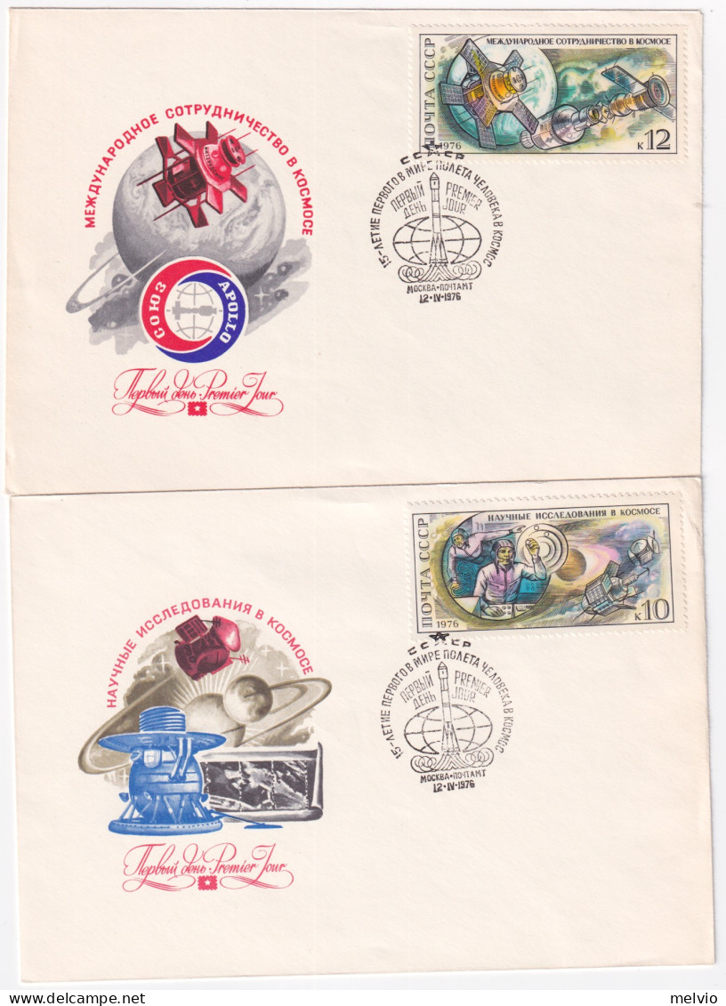 1976-Russia 15^ Anniversario I^volo Nello Spazio Serie Cpl. (4240/3) Su 4 Fdc - FDC