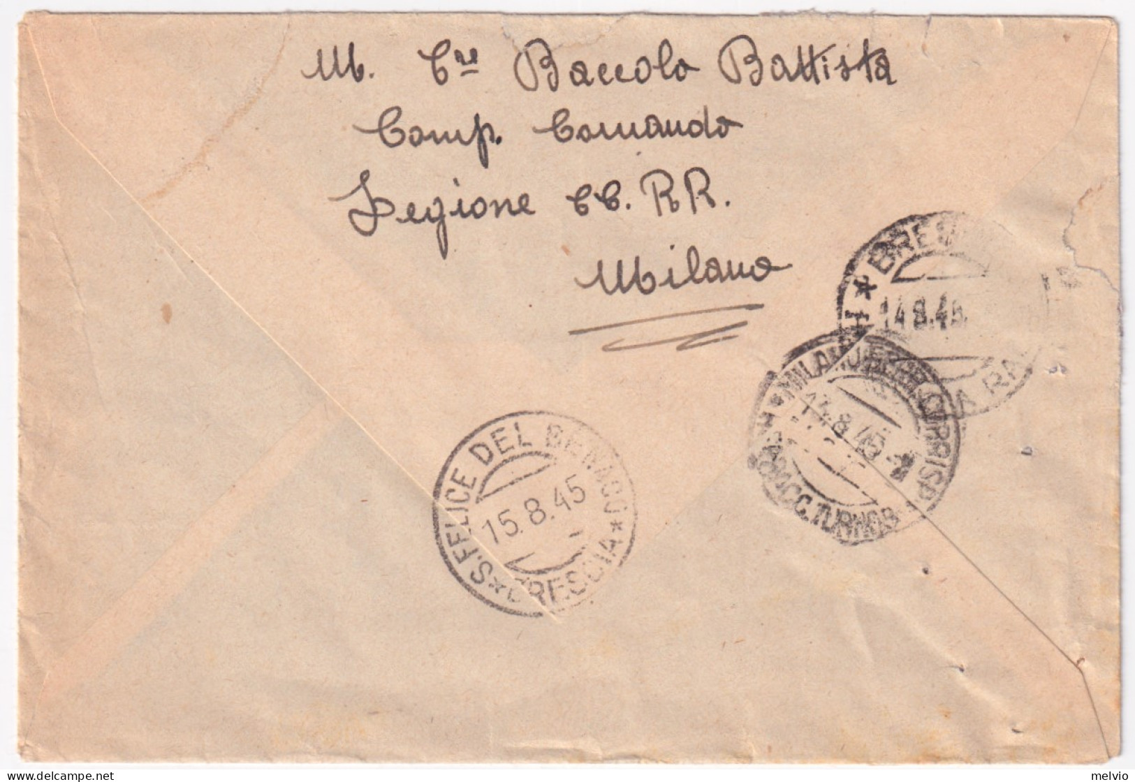 1945-Imperiale Senza Fasci Lire 2 E Coppia Lire 5 (533/4) Su Raccomandata Espres - Marcophilie
