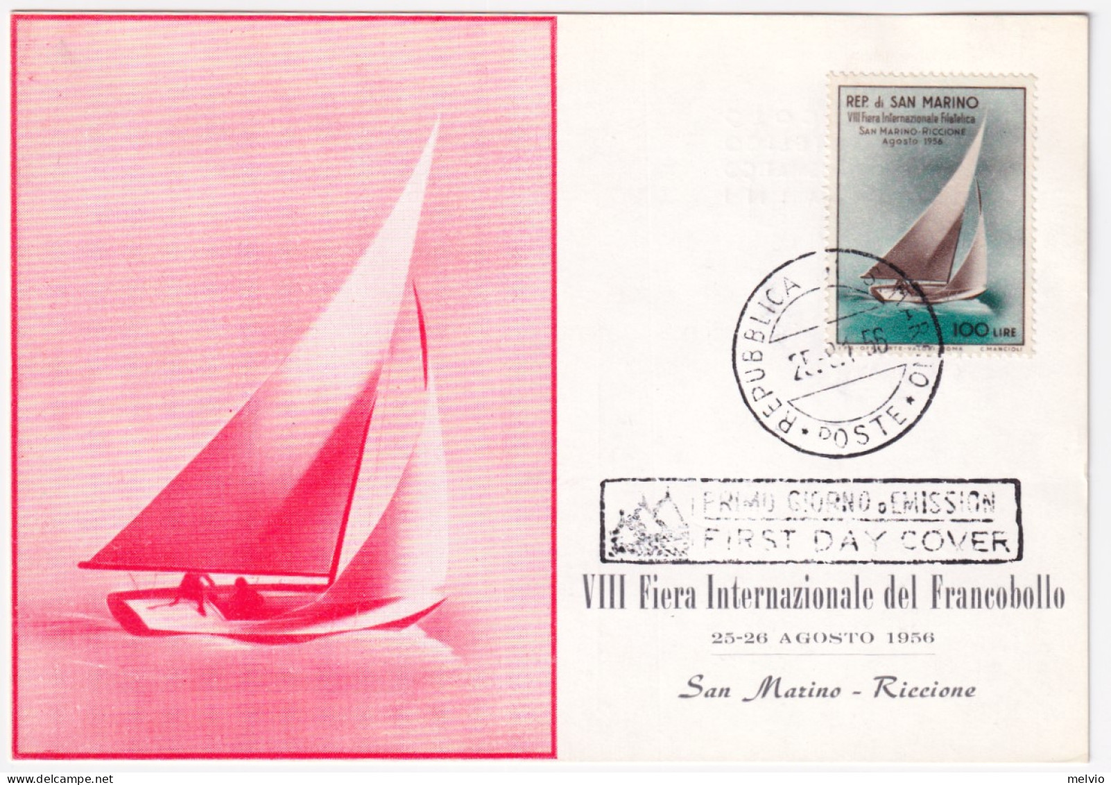 1955-SAN MARINO 7 Giornata Filatelica Lire 100 (422) Su Fdc - Lettres & Documents
