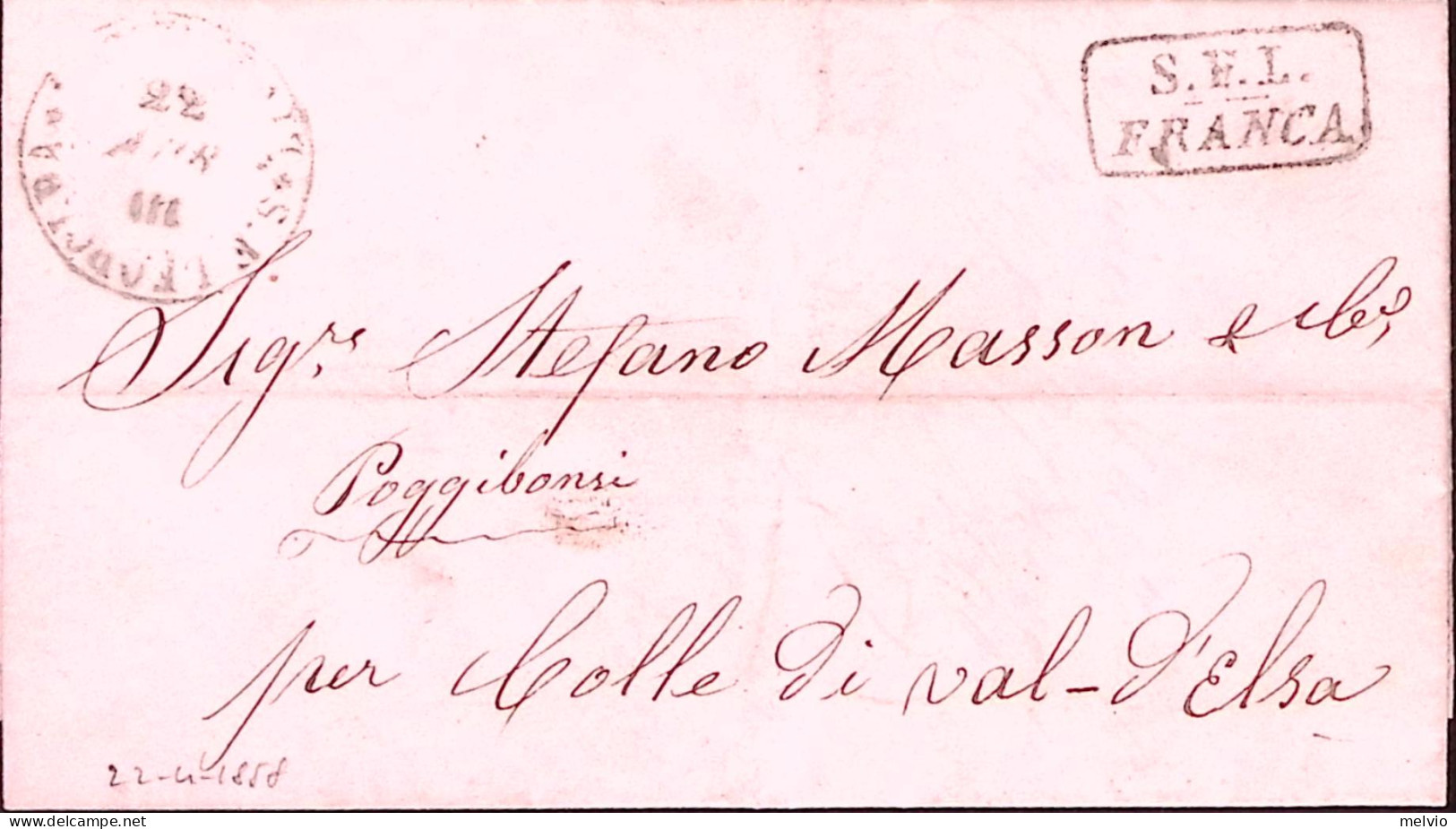 1858-STRADA FERRATA LEOPOLDA/LIVORNO (22.04) E Cartella S.F.L./FRANCA Entrambi V - Non Classés