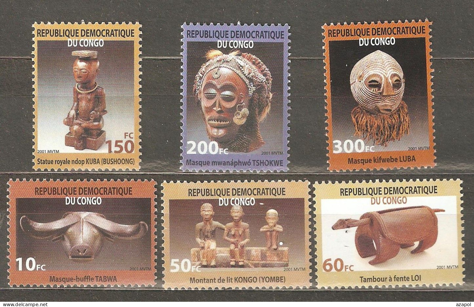 Congo: Full Set Of 6 Mint Stamps, Local Art, 2002, Mi#1692-8, MNH - Mint/hinged