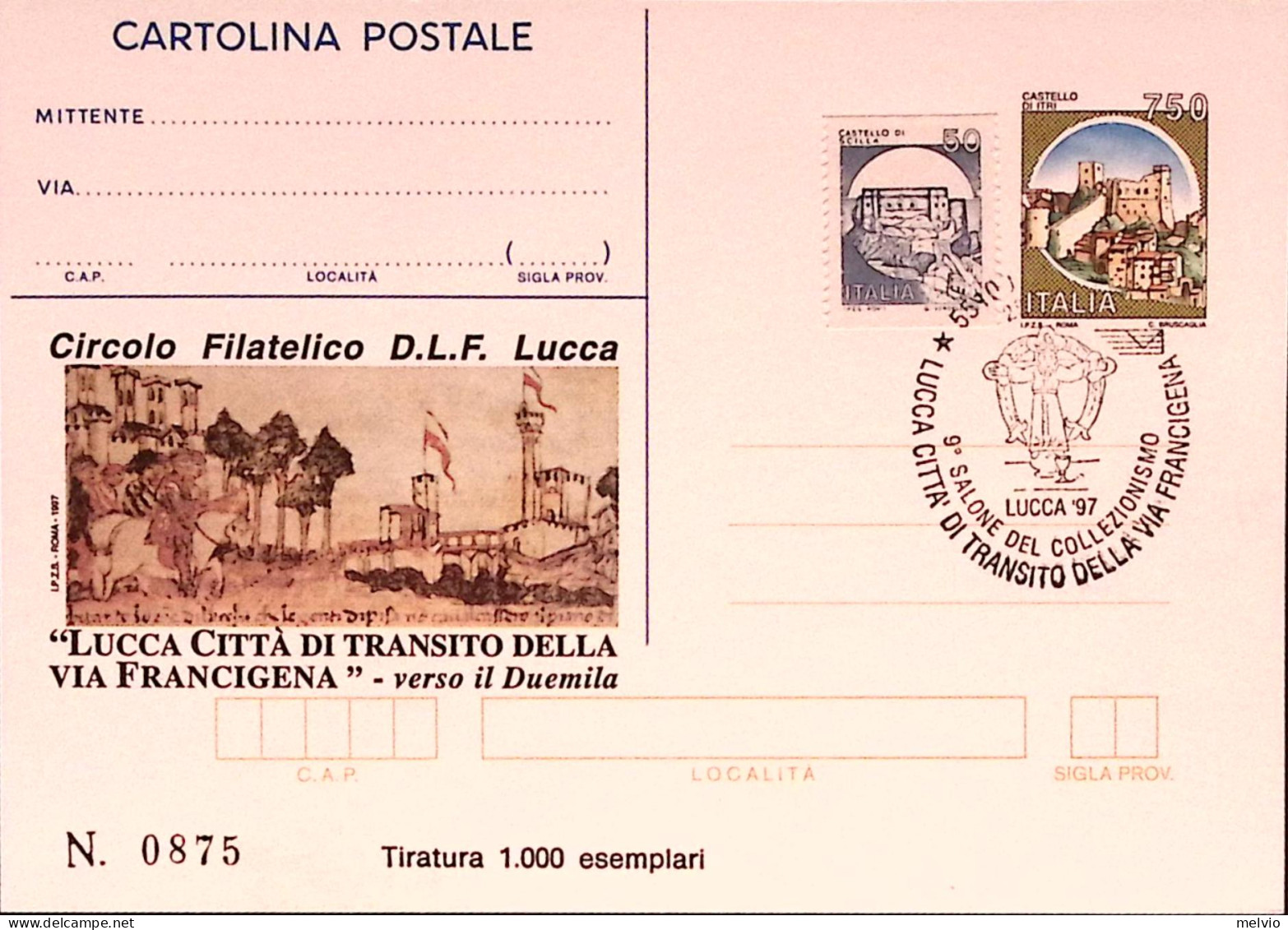 1997-VIA FRANCIGENA Cartolina Postale IPZS Lire 750 Ann Spec - Postwaardestukken