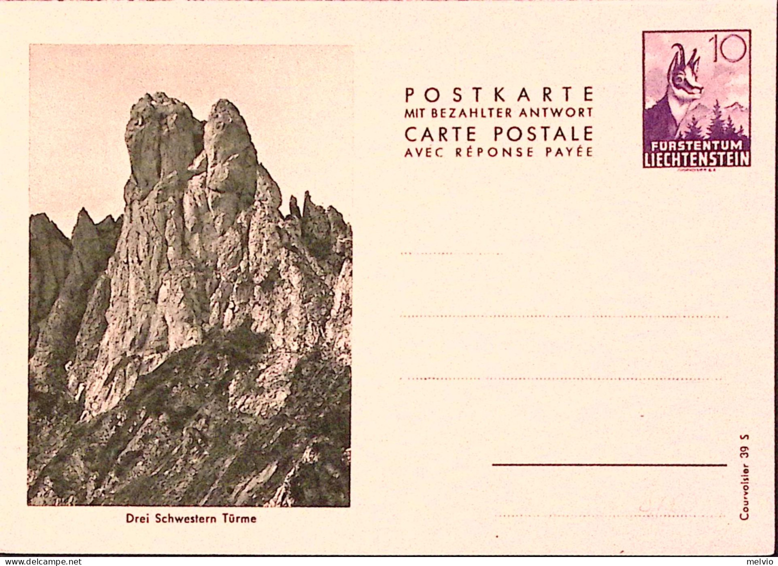 1955-LIECHTENSTEIN Cartolina Postale C.10 Domanda Pubblicitaria Due Torri, Nuova - Autres & Non Classés