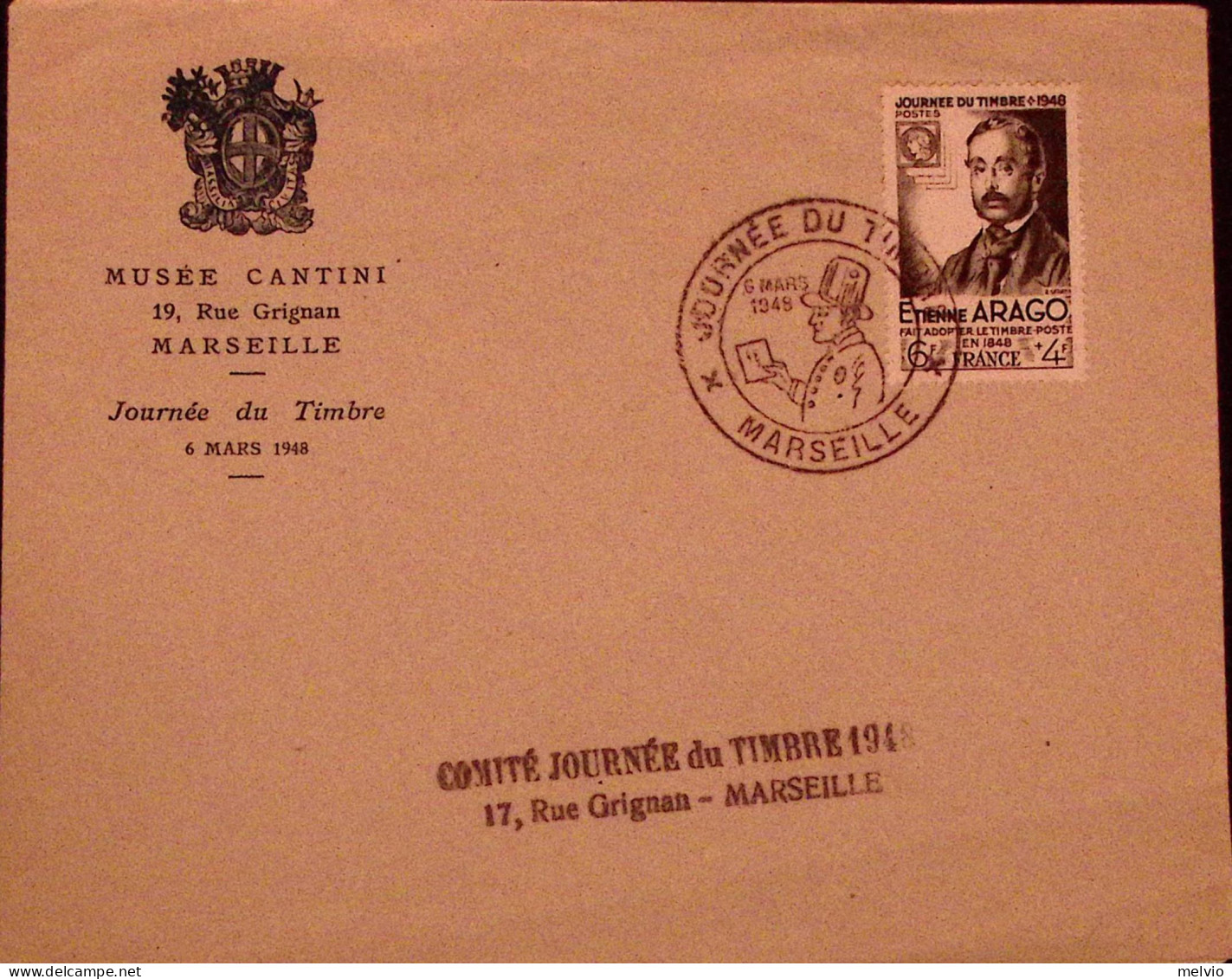 1948-Francia FRANCE Etienne Arago, Giorn. Francobollo (794) Fdc - ....-1949
